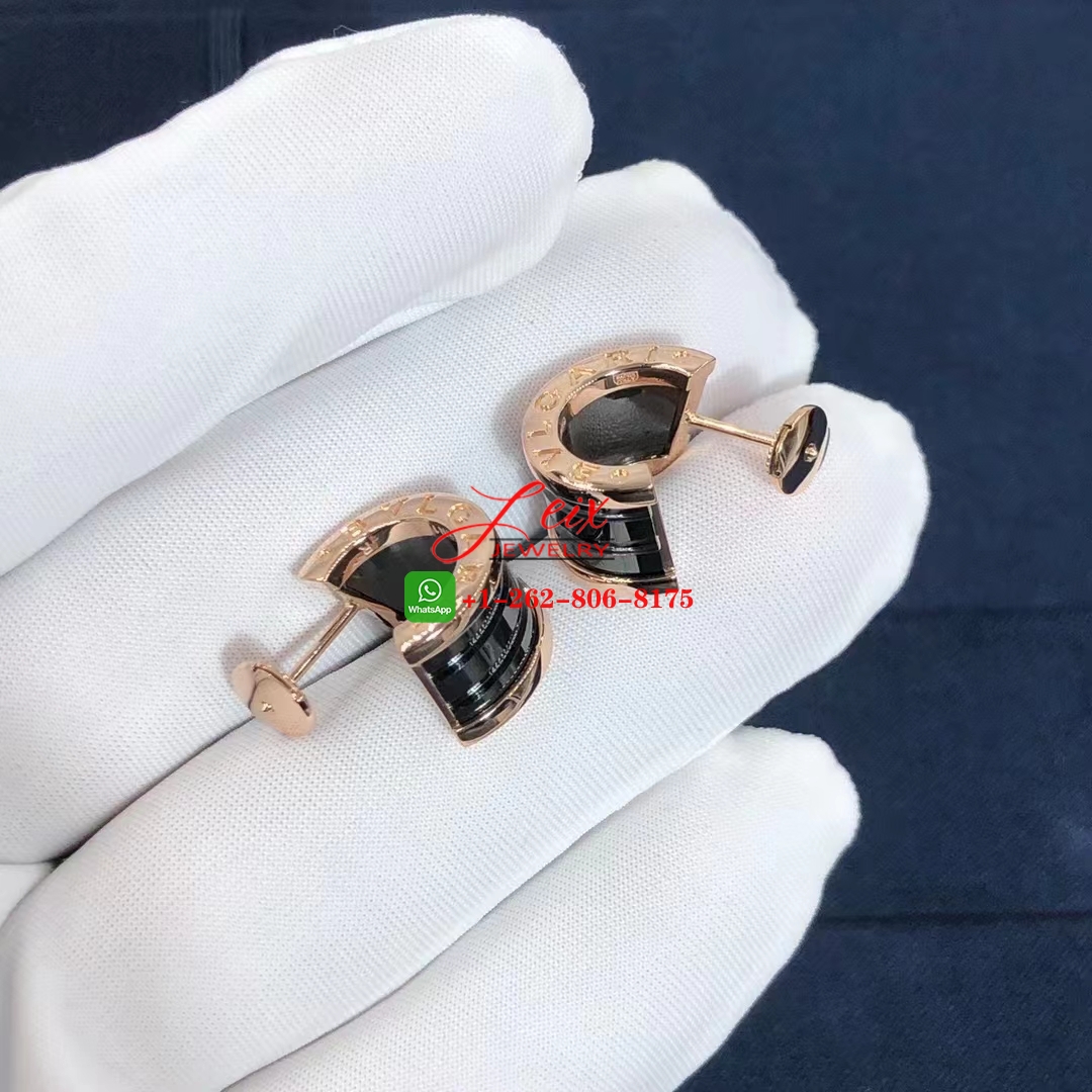Bvlgari 18K Rose Gold Black Ceramic B.zero1 Hoop Earrings (2) Bvlgari 18K Rose Gold Black Ceramic B.zero1 Hoop Earrings