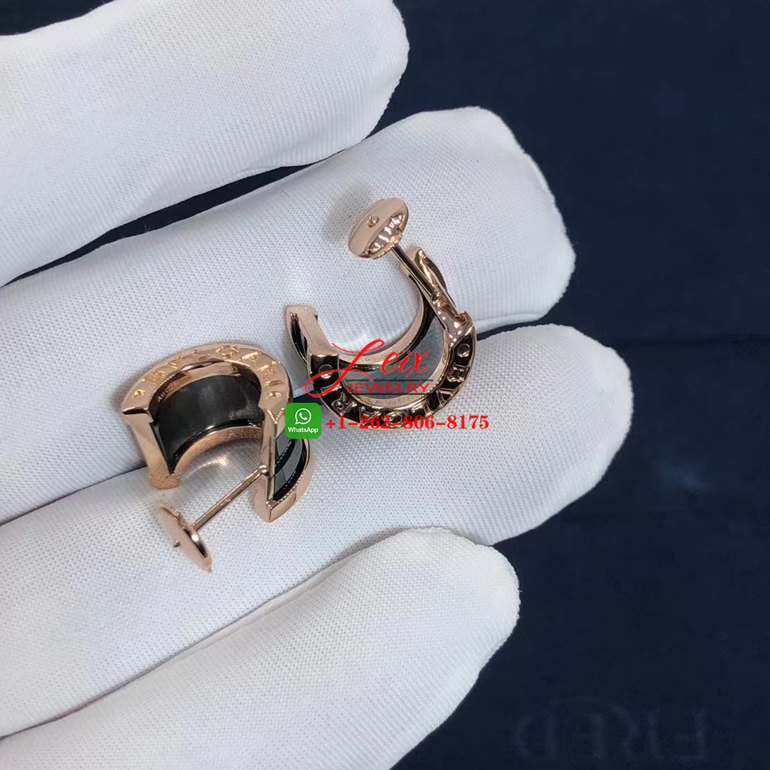 Bvlgari 18K Rose Gold Black Ceramic B.zero1 Hoop Earrings (3) Bvlgari 18K Rose Gold Black Ceramic B.zero1 Hoop Earrings