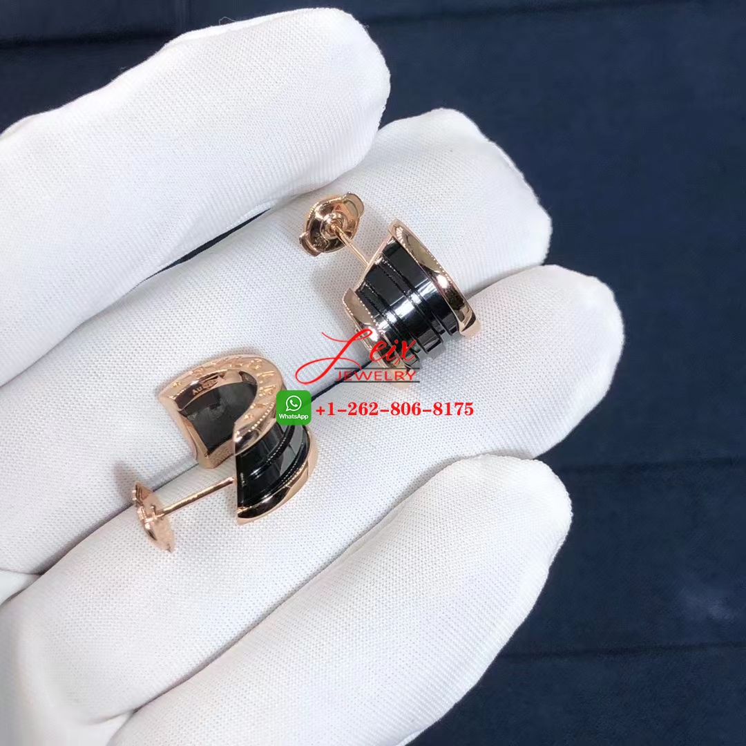 Bvlgari 18K Rose Gold Black Ceramic B.zero1 Hoop Earrings (4) Bvlgari 18K Rose Gold Black Ceramic B.zero1 Hoop Earrings