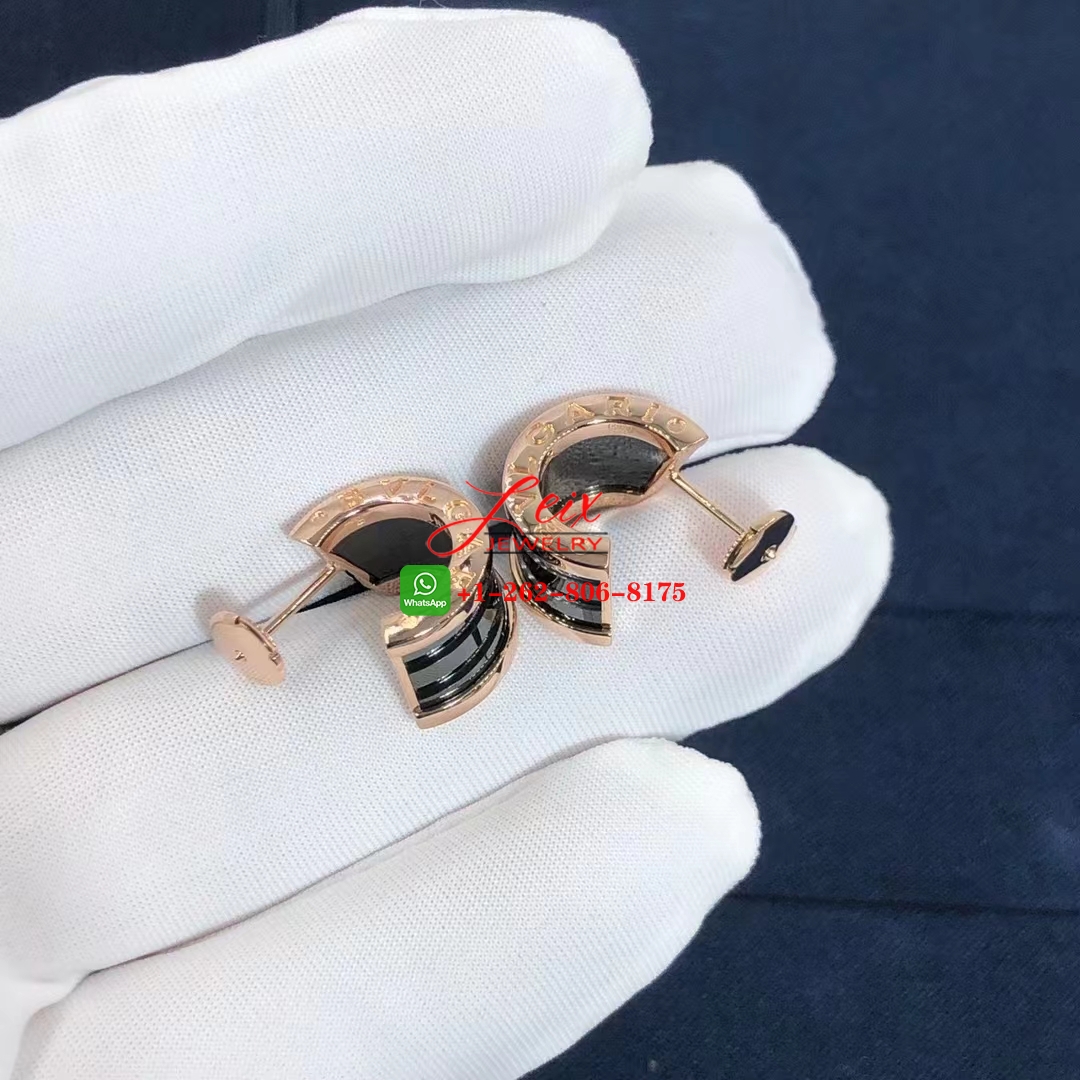Bvlgari 18K Rose Gold Black Ceramic B.zero1 Hoop Earrings (5) Bvlgari 18K Rose Gold Black Ceramic B.zero1 Hoop Earrings