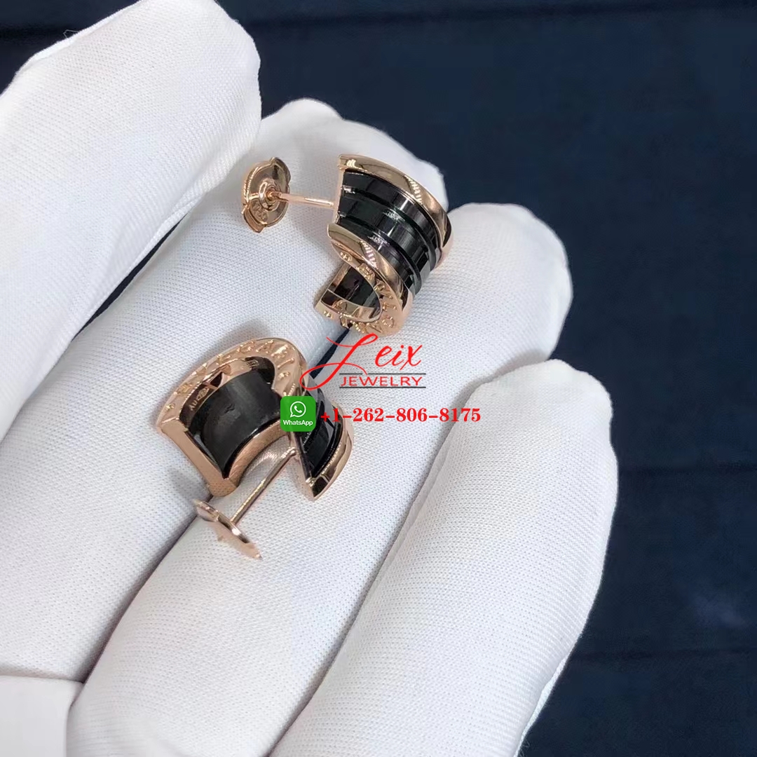 Bvlgari 18K Rose Gold Black Ceramic B.zero1 Hoop Earrings Bvlgari 18K Rose Gold Black Ceramic B.zero1 Hoop Earrings