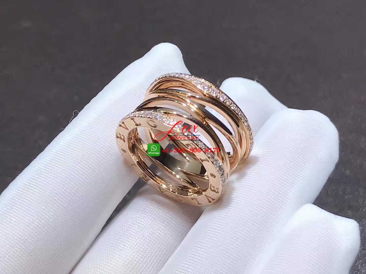 Bvlgari B.zero1 Design Legend 18k Rose Gold Diamond Four-band Ring (1) Bvlgari B.zero1 Design Legend 18k Rose Gold Diamond Four-band Ring