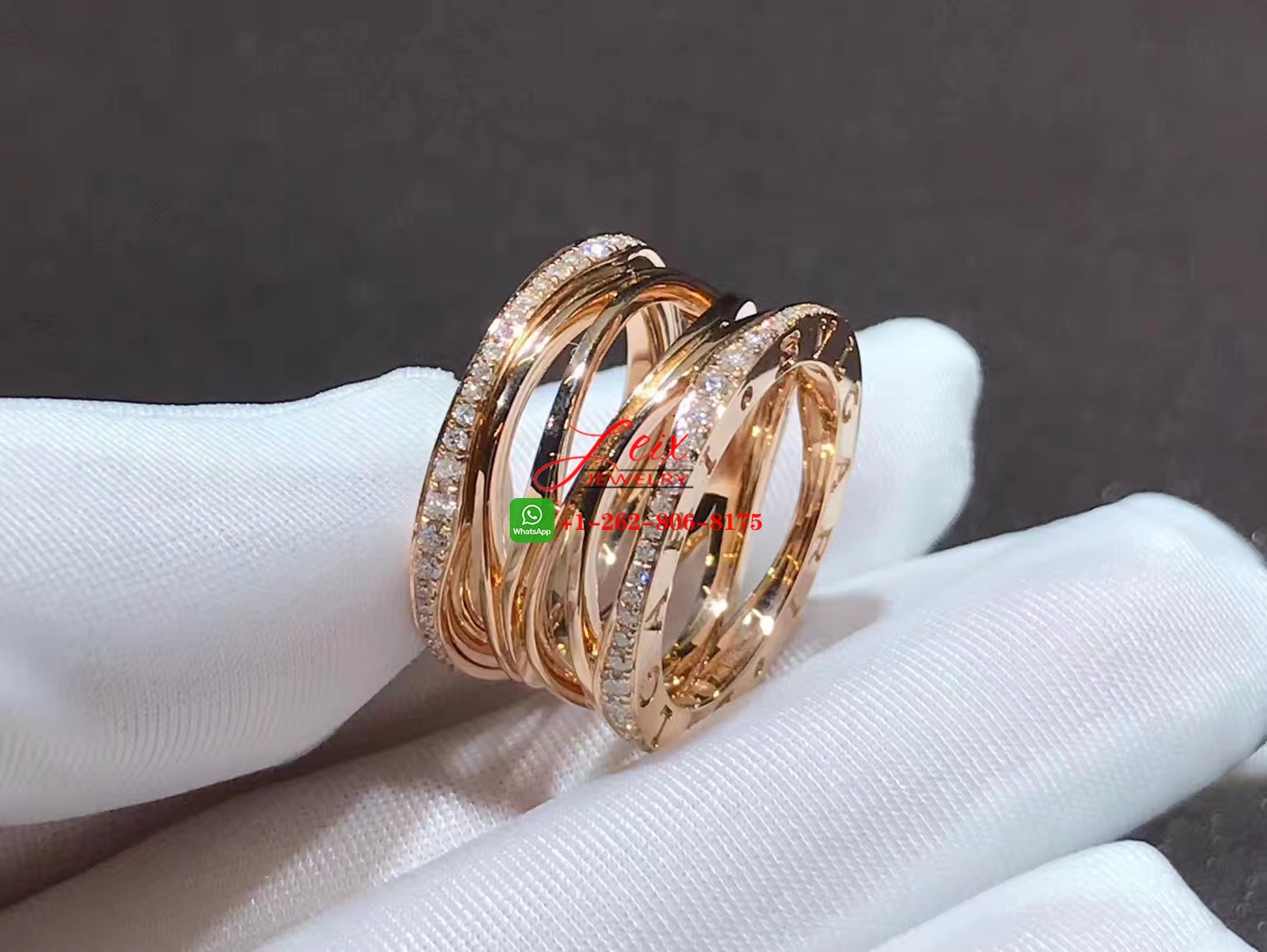 Bvlgari B.zero1 Design Legend 18k Rose Gold Diamond Four-band Ring (2) Bvlgari B.zero1 Design Legend 18k Rose Gold Diamond Four-band Ring