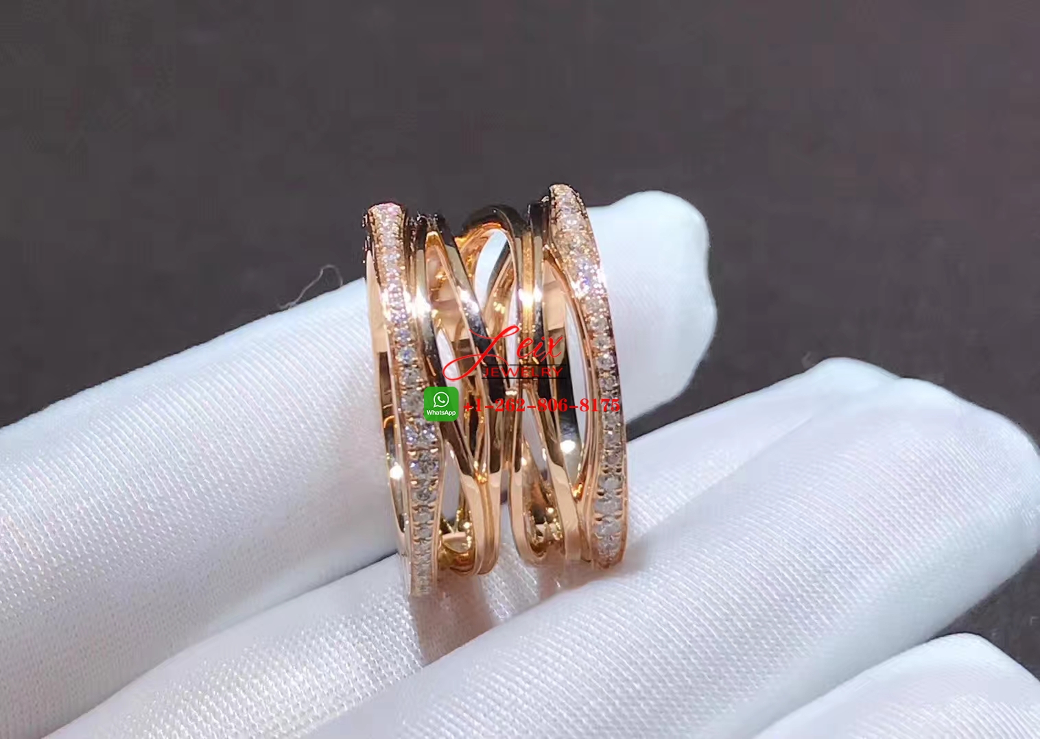 Bvlgari B.zero1 Design Legend 18k Rose Gold Diamond Four-band Ring (3) Bvlgari B.zero1 Design Legend 18k Rose Gold Diamond Four-band Ring