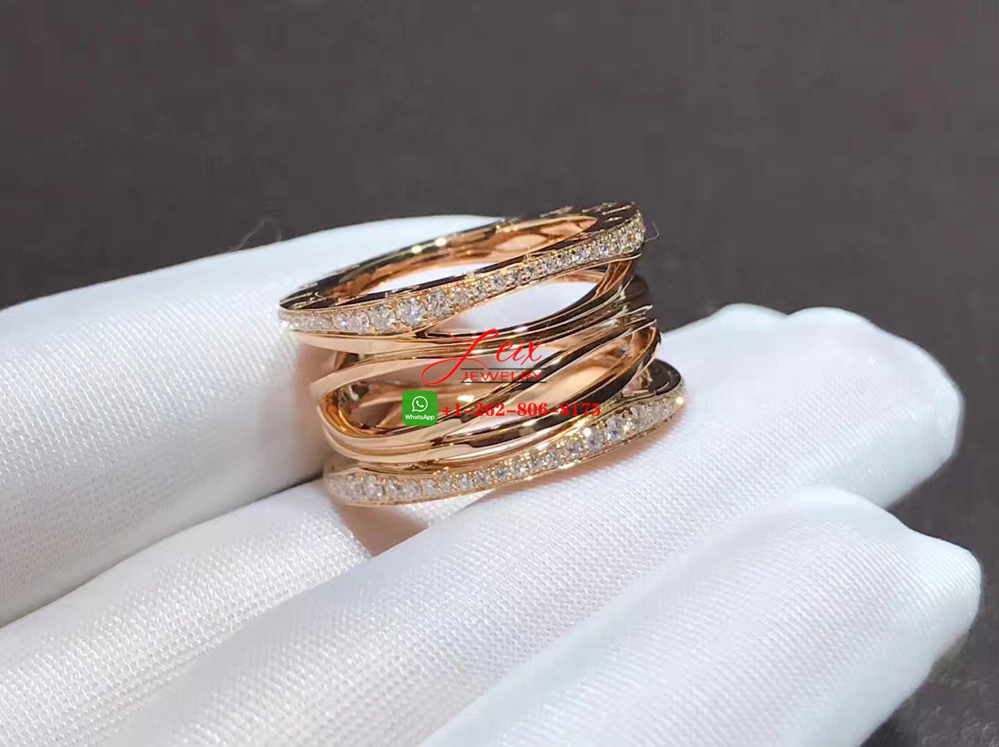 Bvlgari B.zero1 Design Legend 18k Rose Gold Diamond Four-band Ring Bvlgari B.zero1 Design Legend 18k Rose Gold Diamond Four-band Ring