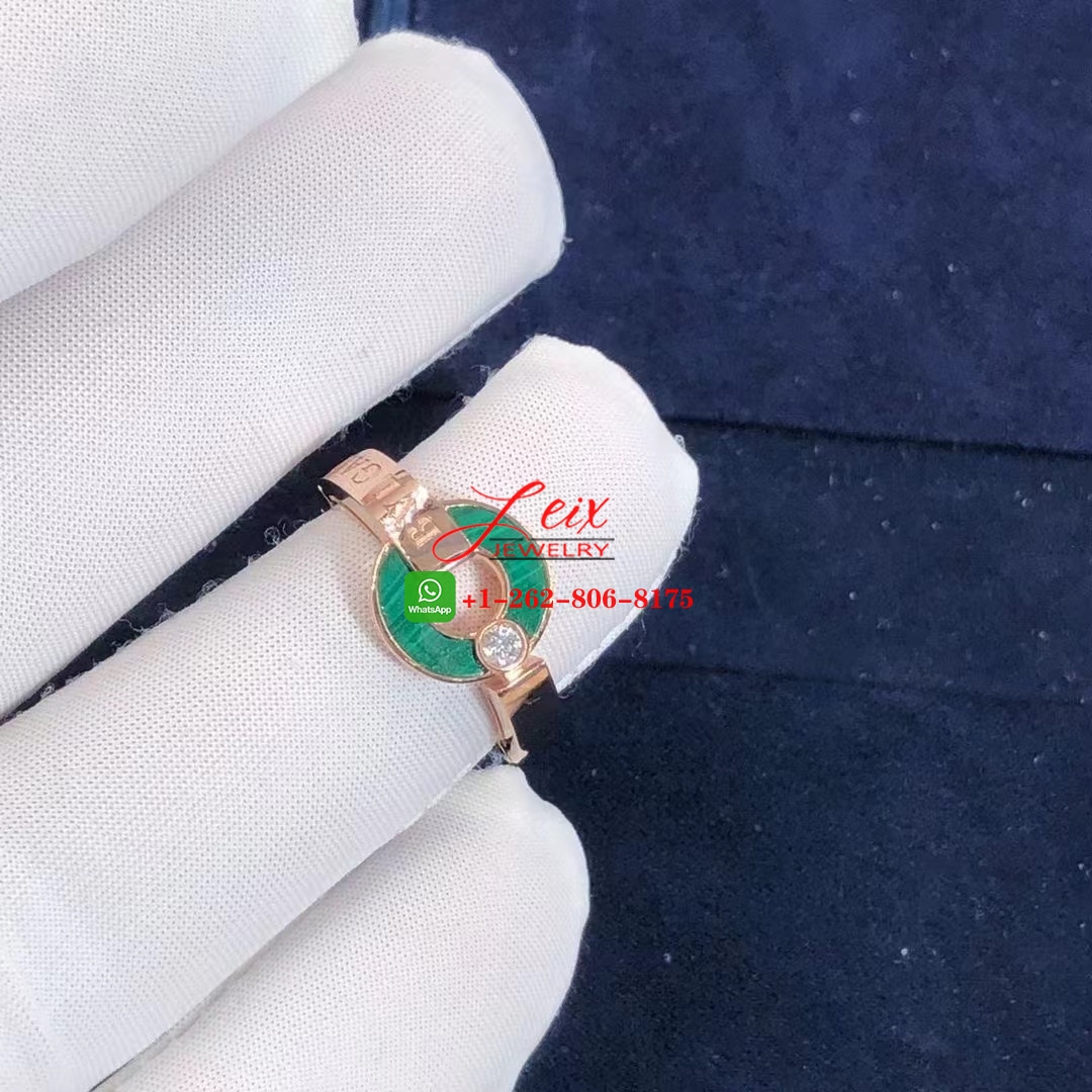 Bvlgari Bvlgari Openwork 18k Rose Gold Malachite and Diamond Ring (1) Bvlgari Bvlgari Openwork 18k Rose Gold Malachite and Diamond Ring