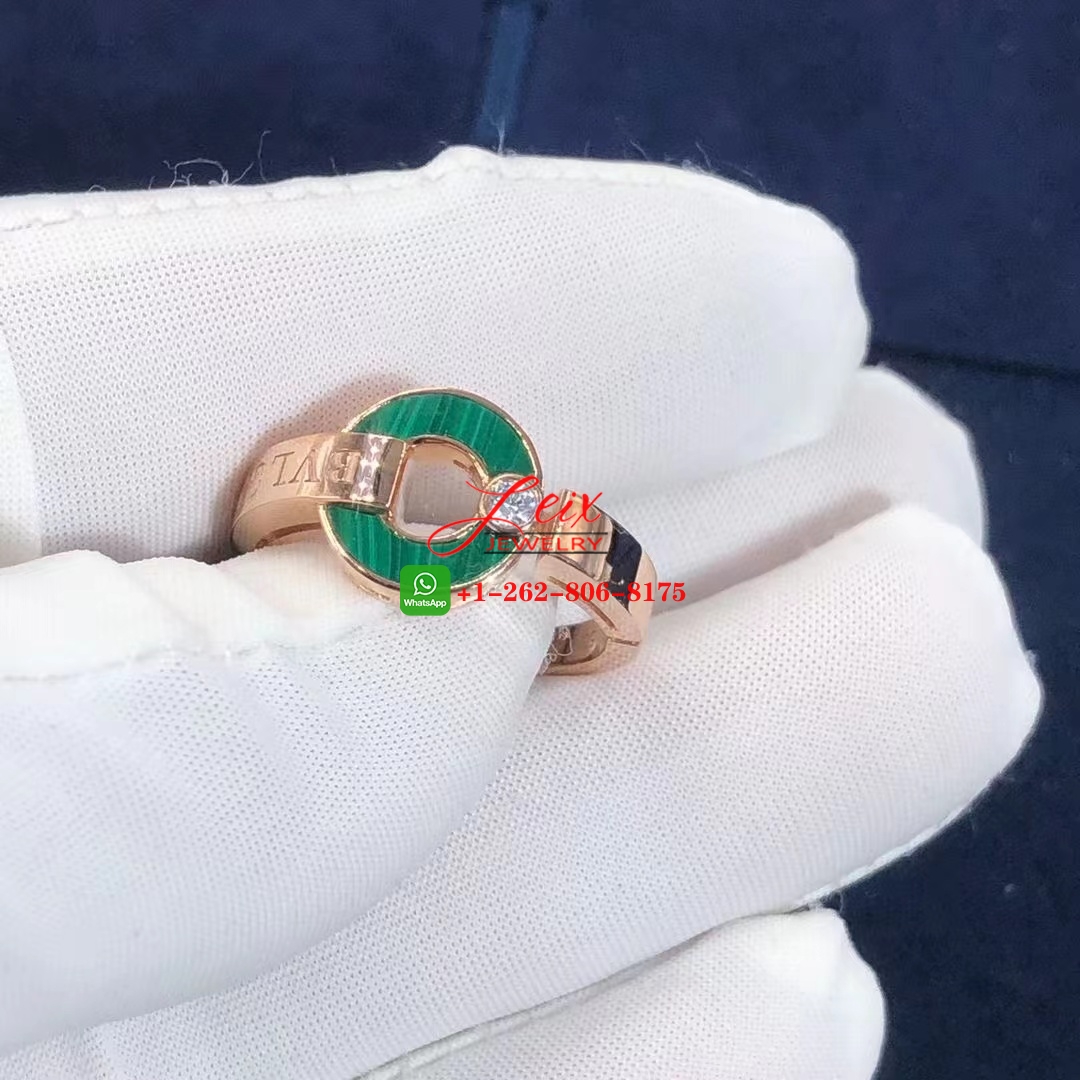 Bvlgari Bvlgari Openwork 18k Rose Gold Malachite and Diamond Ring (3) Bvlgari Bvlgari Openwork 18k Rose Gold Malachite and Diamond Ring