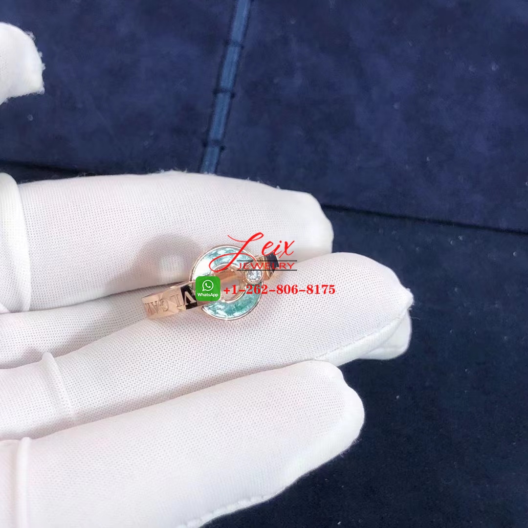 Bvlgari Bvlgari Openwork 18k Rose Gold Malachite and Diamond Ring (5) Bvlgari Bvlgari Openwork 18k Rose Gold Malachite and Diamond Ring
