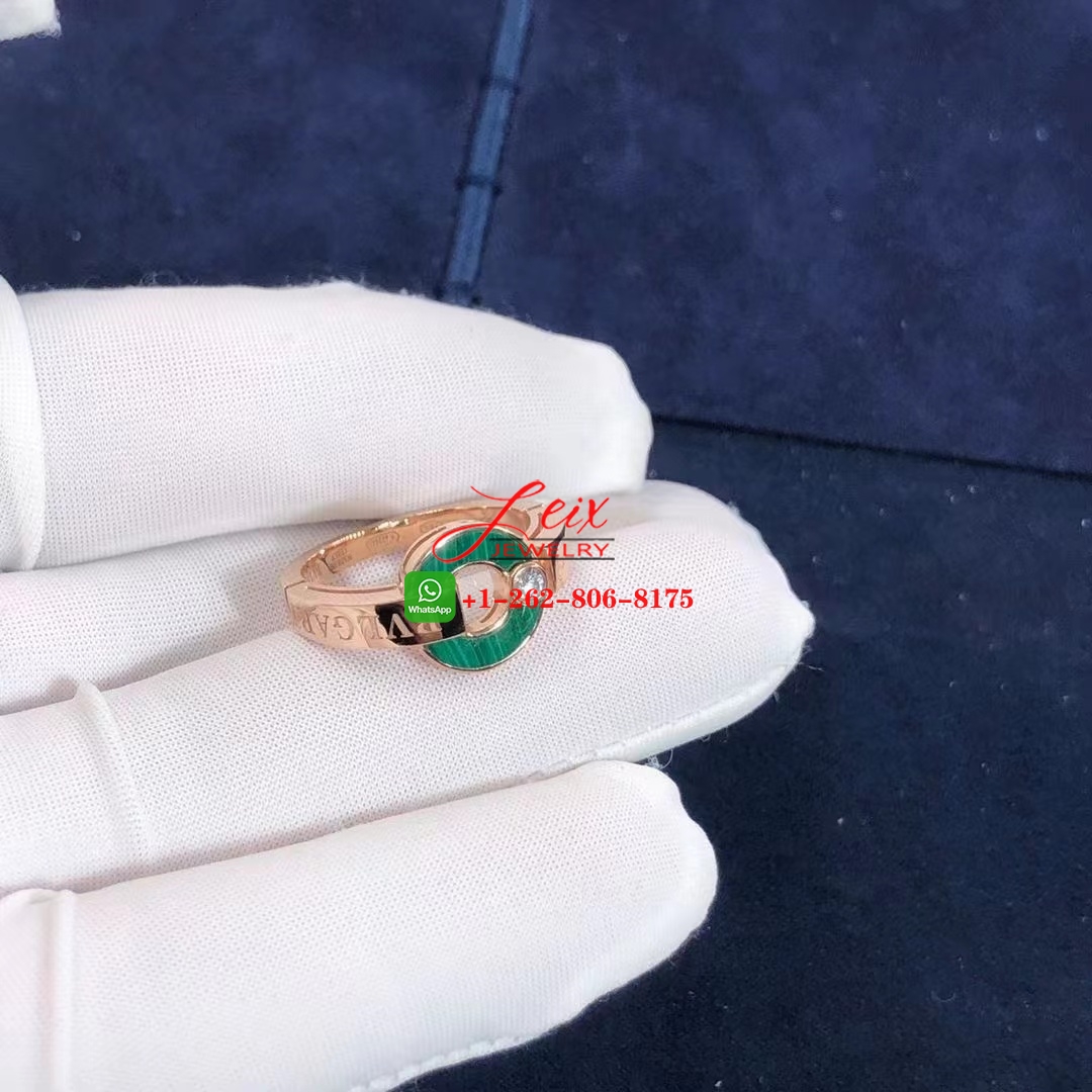 Bvlgari Bvlgari Openwork 18k Rose Gold Malachite and Diamond Ring Bvlgari Bvlgari Openwork 18k Rose Gold Malachite and Diamond Ring