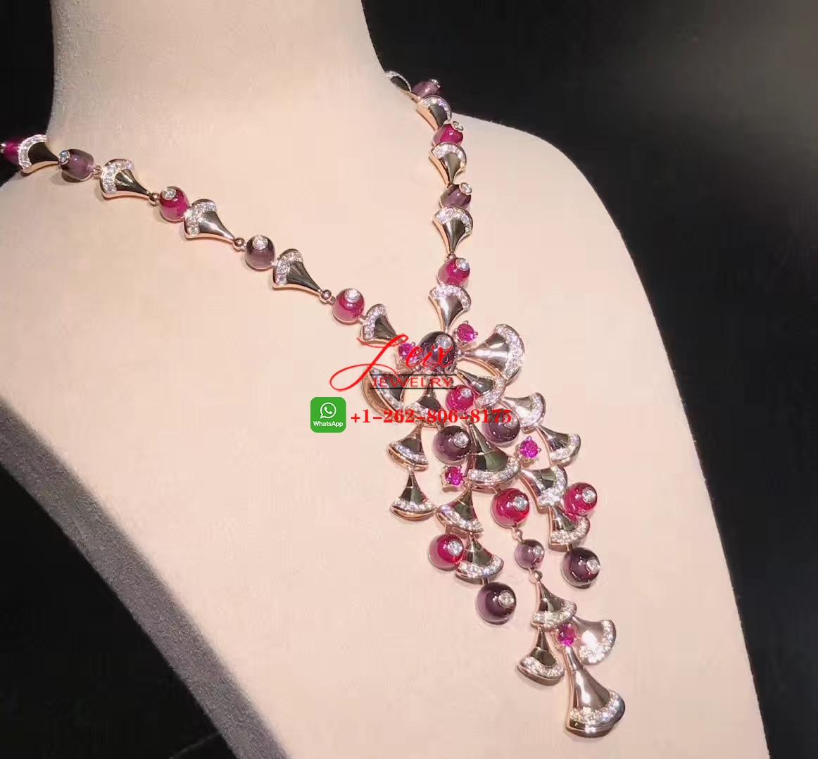 Bvlgari Divas Dream 18k Rose Gold Diamond, Rubellite and Amethyst High Jewellery Necklace (1) Bvlgari Divas Dream 18k Rose Gold Diamond, Rubellite and Amethyst High Jewellery Necklace
