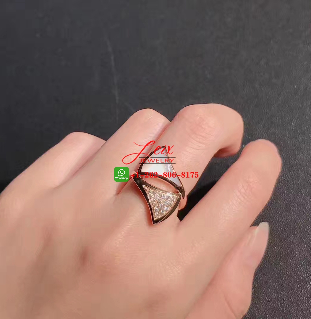 Bvlgari Divas' Dream Pave Diamond and Mother of Pearl 18k Rose Gold Ring (1) Bvlgari Divas' Dream Pave Diamond and Mother of Pearl 18k Rose Gold Ring