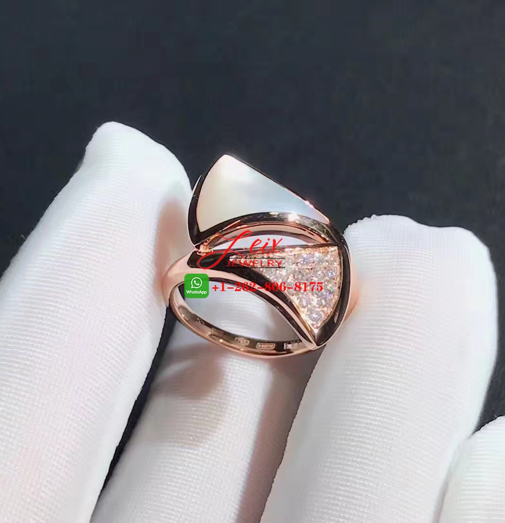 Bvlgari Divas' Dream Pave Diamond and Mother of Pearl 18k Rose Gold Ring (4) Bvlgari Divas' Dream Pave Diamond and Mother of Pearl 18k Rose Gold Ring