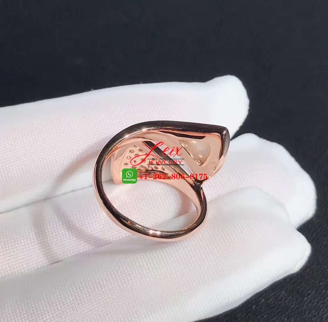 Bvlgari Divas' Dream Pave Diamond and Mother of Pearl 18k Rose Gold Ring (5) Bvlgari Divas' Dream Pave Diamond and Mother of Pearl 18k Rose Gold Ring