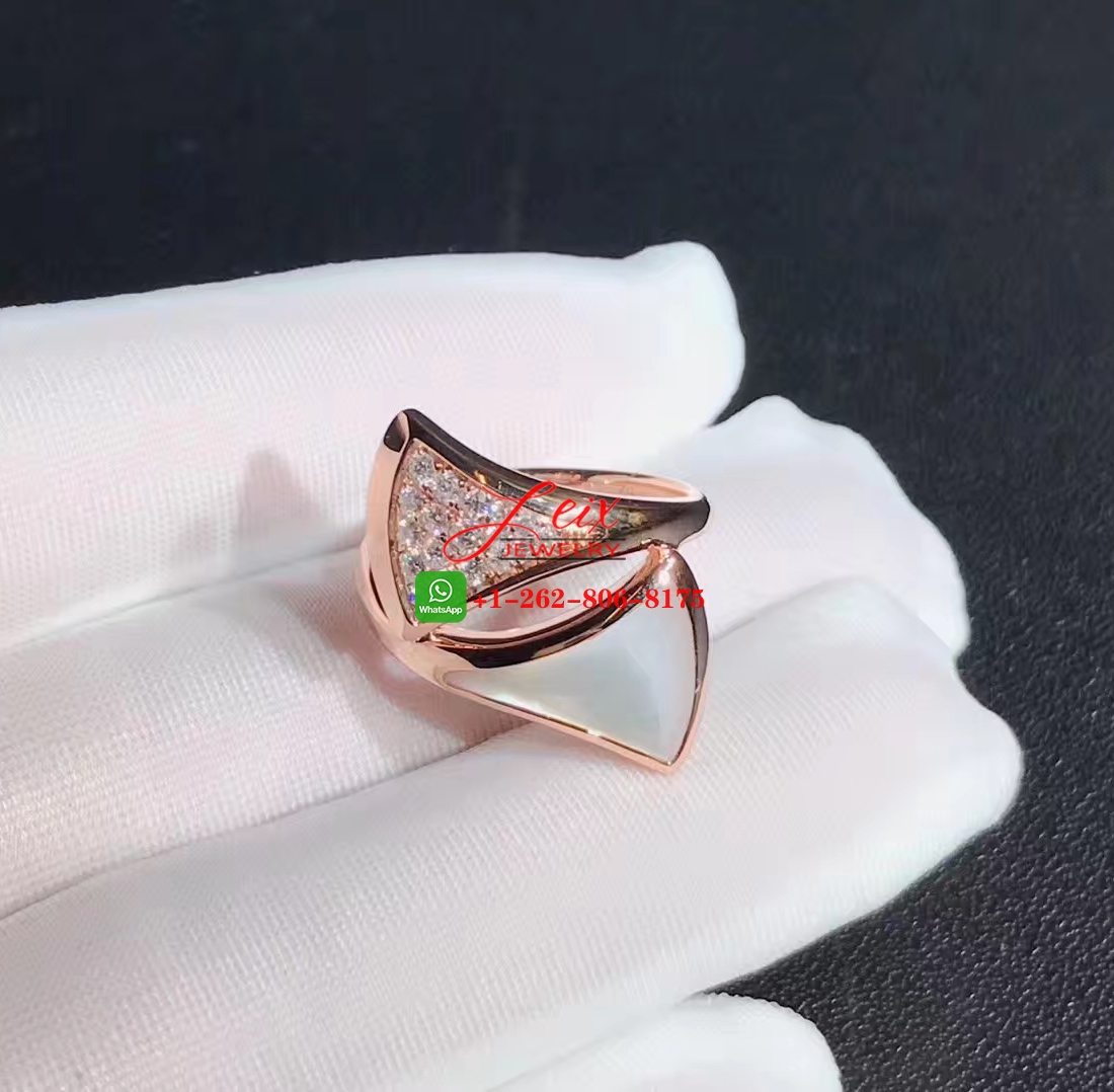 Bvlgari Divas' Dream Pave Diamond and Mother of Pearl 18k Rose Gold Ring Bvlgari Divas' Dream Pave Diamond and Mother of Pearl 18k Rose Gold Ring