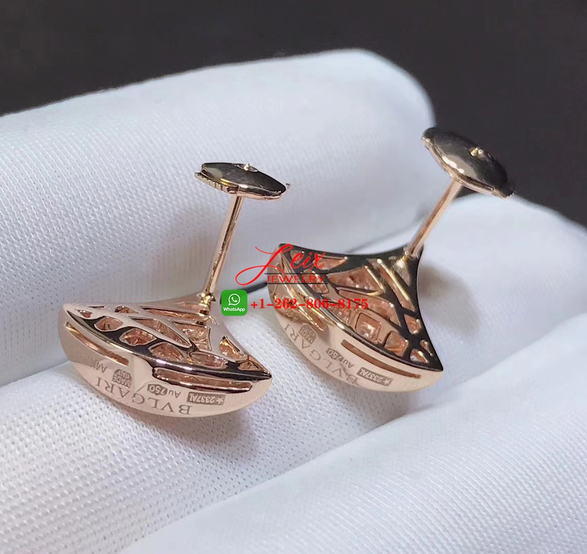 Bvlgari Divas' Dream Pave Diamonds 18k Rose Gold Stud Earrings (2) Bvlgari Divas' Dream Pave Diamonds 18k Rose Gold Stud Earrings