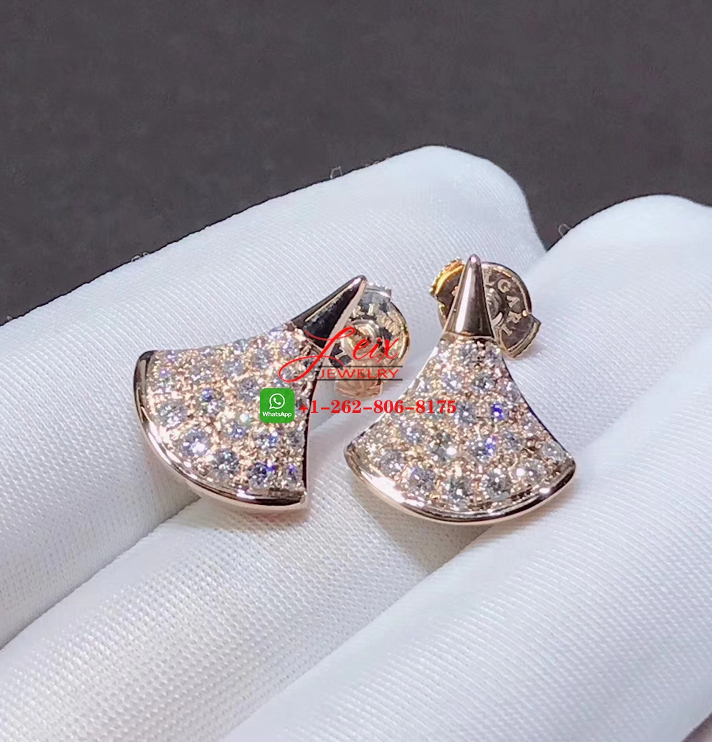 Bvlgari Divas' Dream Pave Diamonds 18k Rose Gold Stud Earrings (3) Bvlgari Divas' Dream Pave Diamonds 18k Rose Gold Stud Earrings