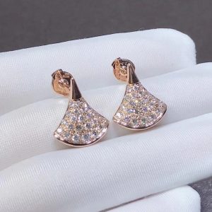 Bvlgari Divas' Dream Pave Diamonds 18k Rose Gold Stud Earrings