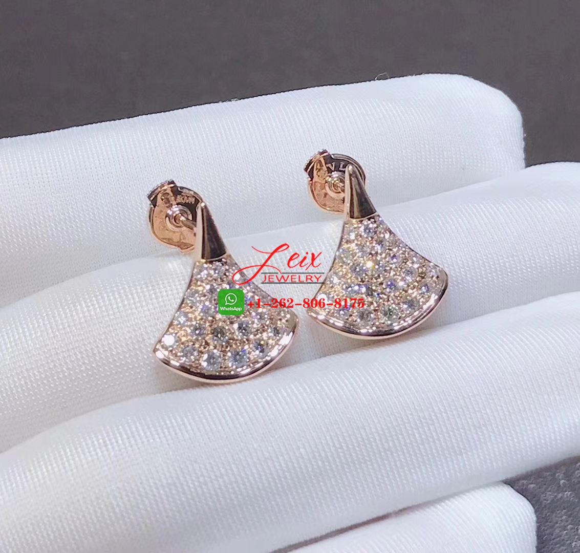 Bvlgari Divas' Dream Pave Diamonds 18k Rose Gold Stud Earrings Bvlgari Divas' Dream Pave Diamonds 18k Rose Gold Stud Earrings