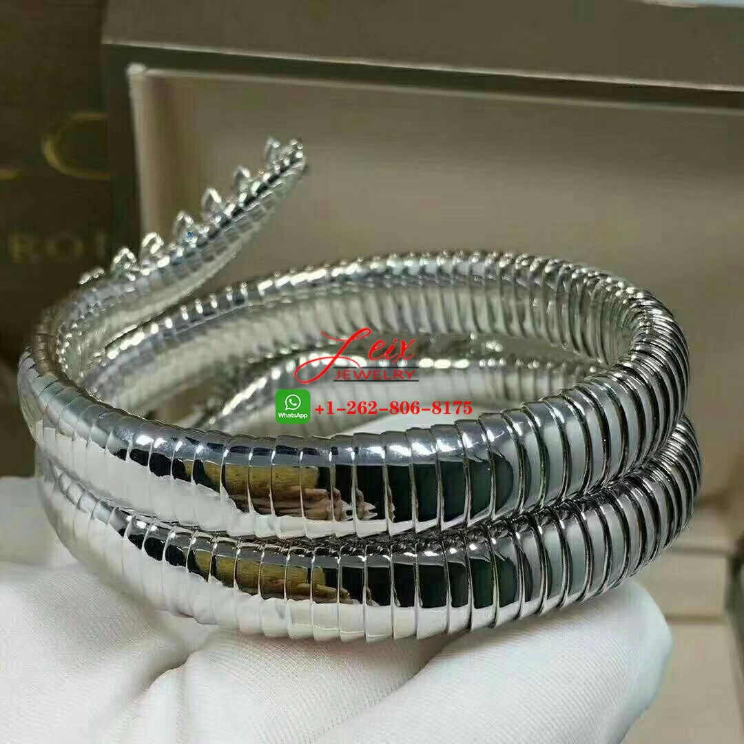 Bvlgari Serpenti High Jewellery Diamond & Emerald 18k White Gold Two-coil Bracelet (3) Bvlgari Serpenti High Jewellery Diamond & Emerald 18k White Gold Two-coil Bracelet