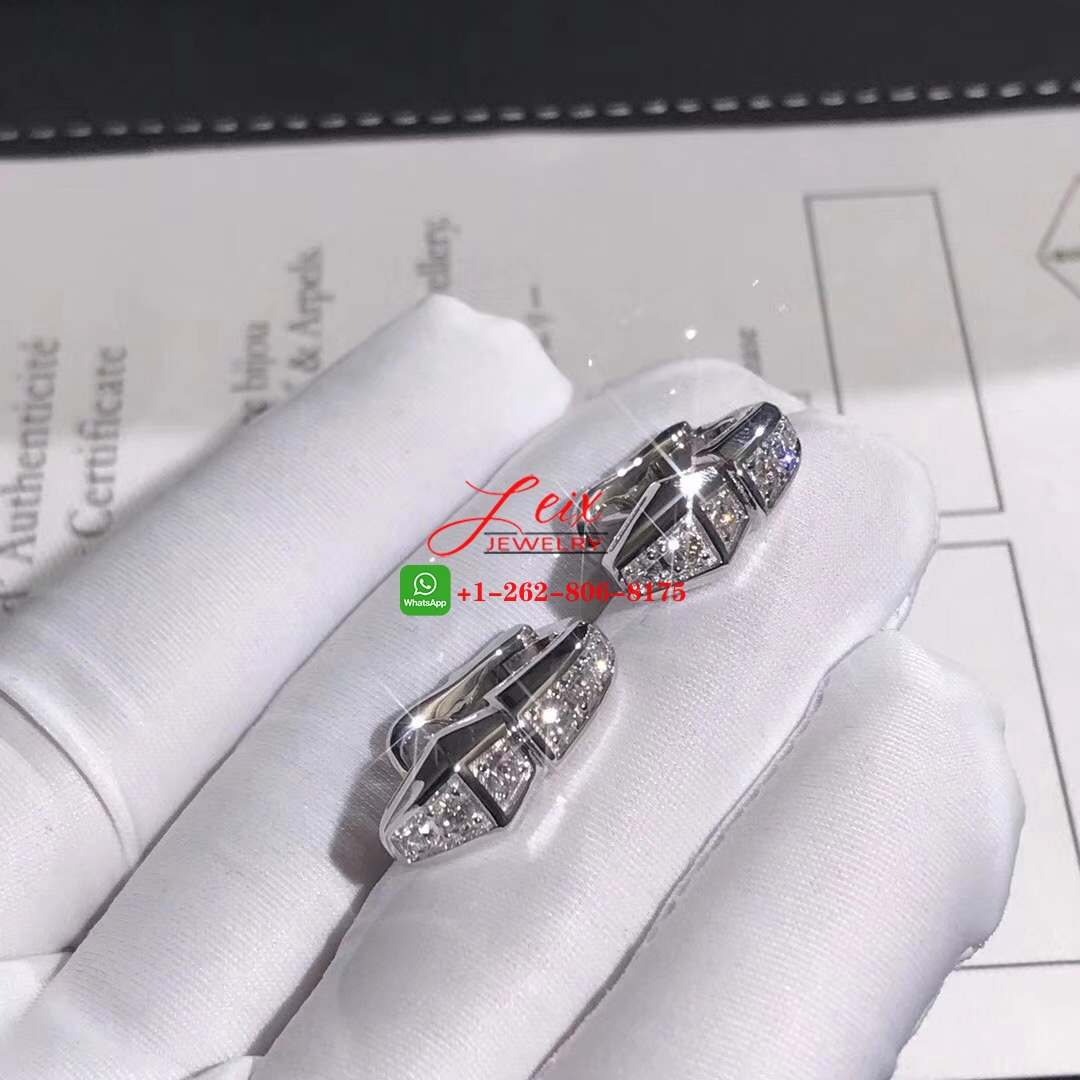 Bvlgari Serpenti Snake Diamond Huggie 18K White Gold Earrings (1) Bvlgari Serpenti Snake Diamond Huggie 18K White Gold Earrings