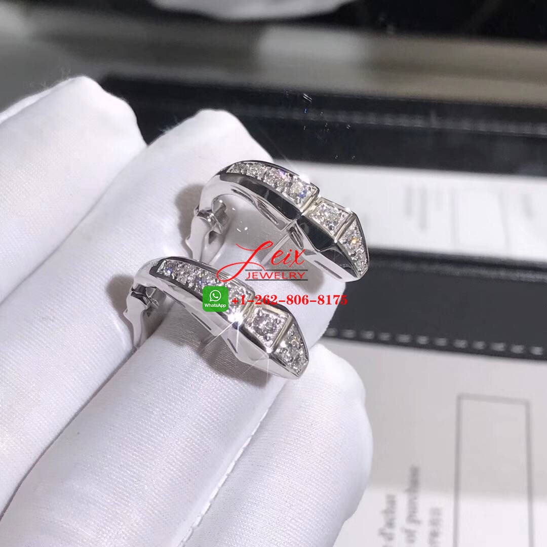 Bvlgari Serpenti Snake Diamond Huggie 18K White Gold Earrings (3) Bvlgari Serpenti Snake Diamond Huggie 18K White Gold Earrings