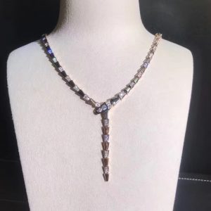 Bvlgari Serpenti Viper 18k Rose Gold Demi-pavé Diamonds Thin Necklace
