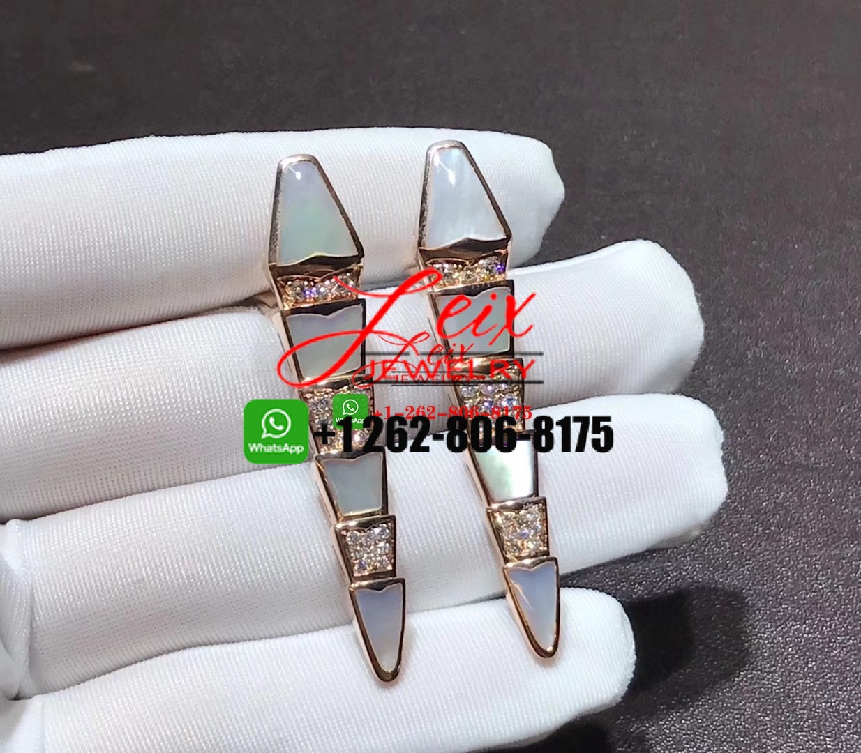 Bvlgari Serpenti Viper 18k Rose Gold Diamond & Mother of Pearl Earrings Bvlgari Serpenti Viper 18k Rose Gold Diamond & Mother of Pearl Earrings