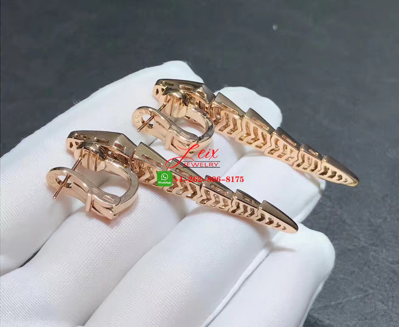 Bvlgari Serpenti Viper 18k Rose Gold and Diamond Hinged Drop Earrings (4) Bvlgari Serpenti Viper 18k Rose Gold and Diamond Hinged Drop Earrings