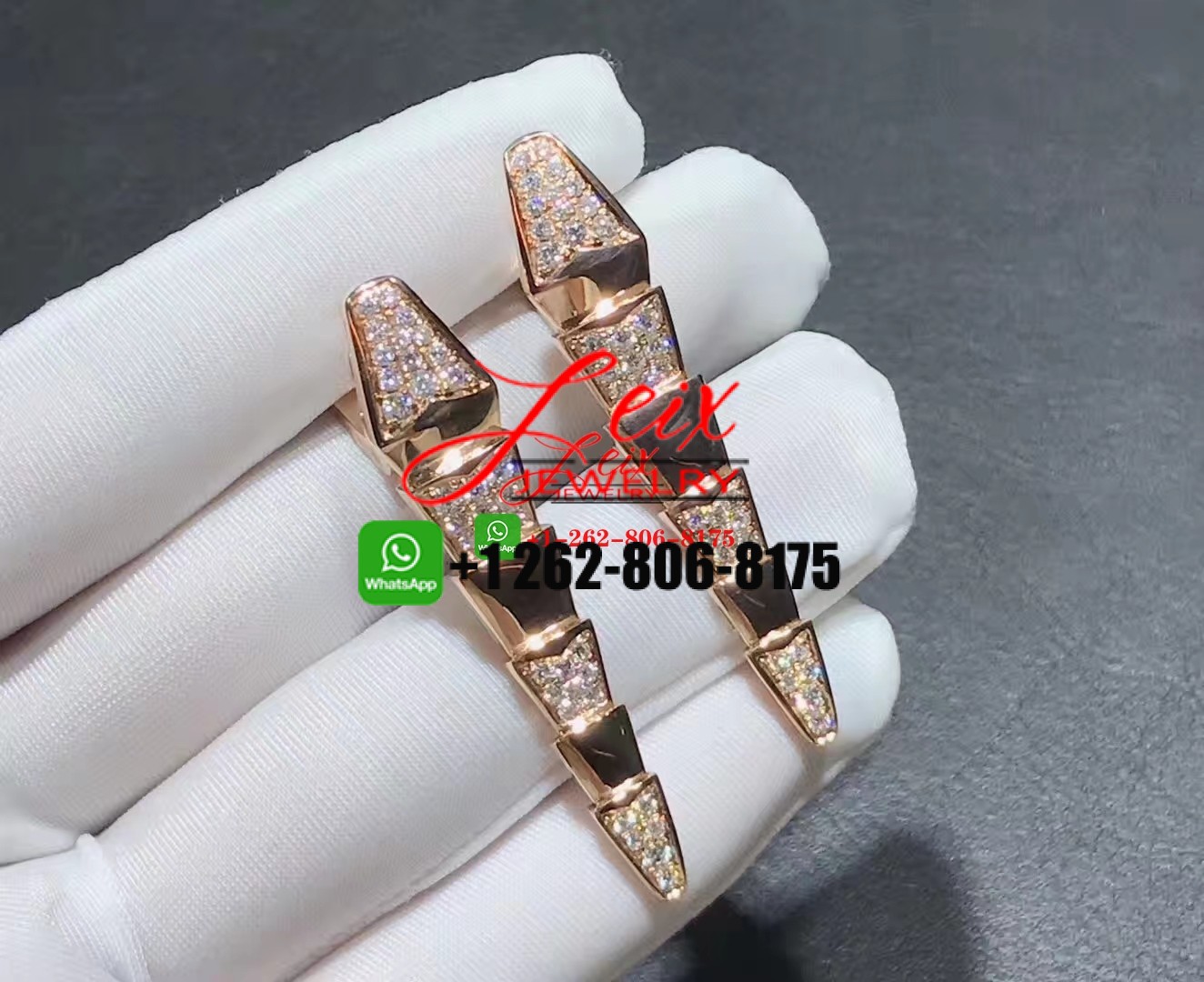Bvlgari Serpenti Viper 18k Rose Gold and Diamond Hinged Drop Earrings Bvlgari Serpenti Viper 18k Rose Gold and Diamond Hinged Drop Earrings