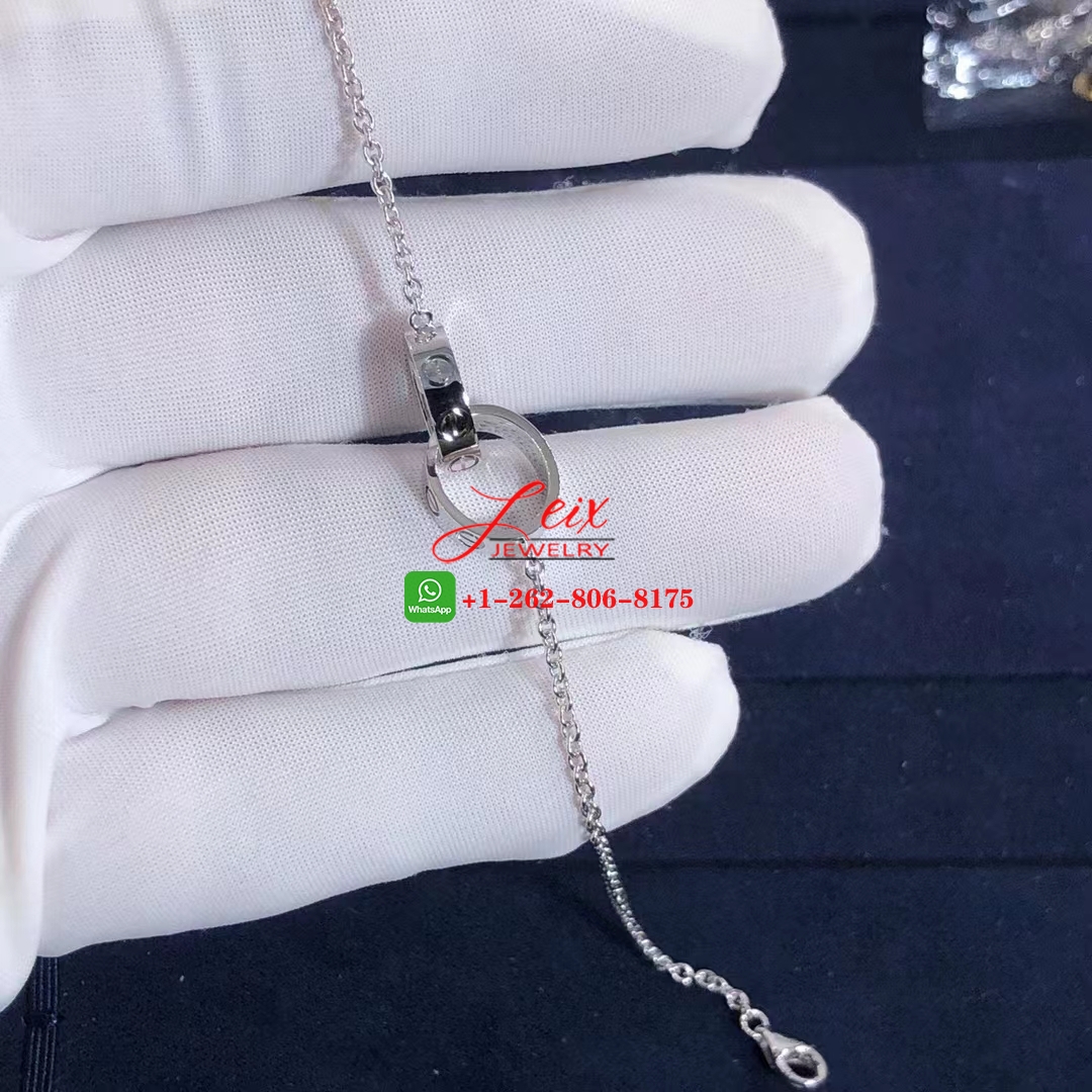 Cartier 18k White Gold Iconic Double Circle Chain Love Bracelet (1) Cartier 18k White Gold Iconic Double Circle Chain Love Bracelet