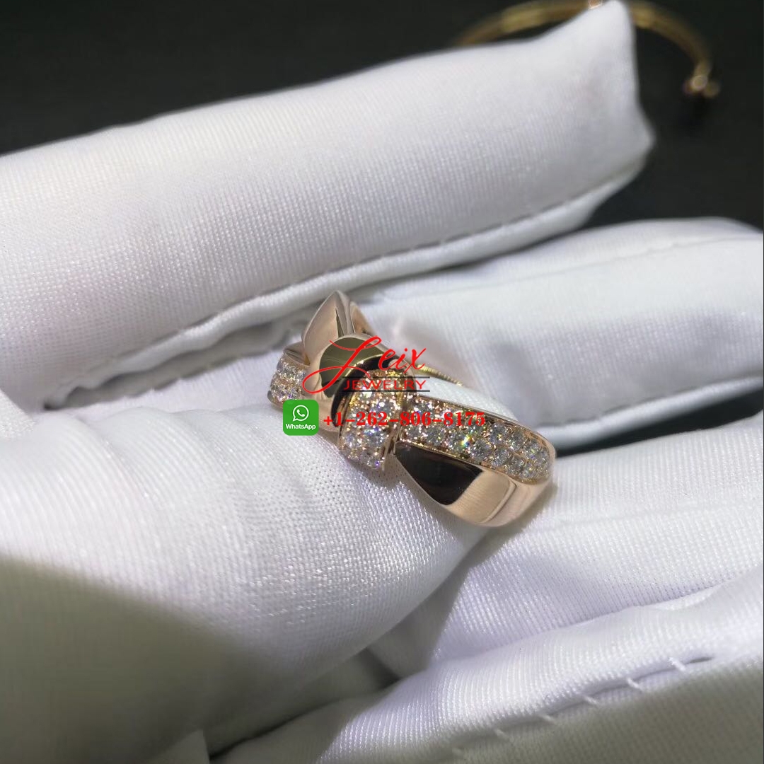 Chaumet Liens Séduction 18k Rose Gold Half Paved Diamond Bow Ring Chaumet Liens Séduction 18k Rose Gold Half Paved Diamond Bow Ring
