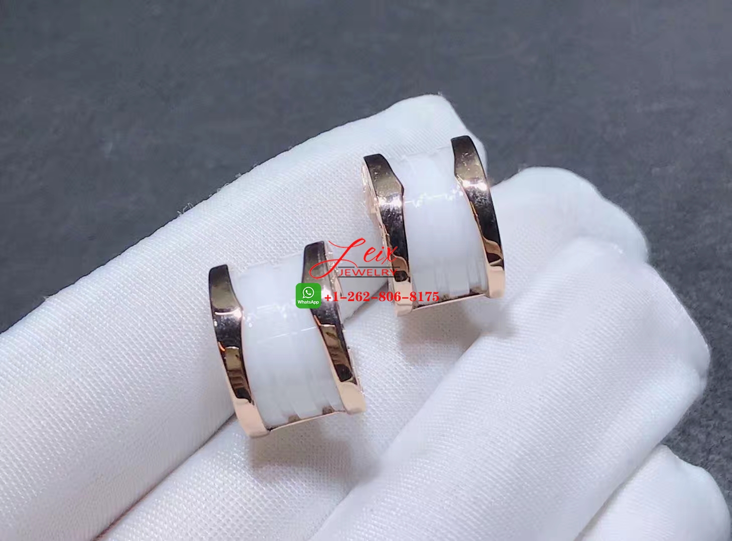 Custom Bulgari B.zero1 18k Rose Gold White Ceramic Earrings Custom Bulgari B.zero1 18k Rose Gold White Ceramic Earrings