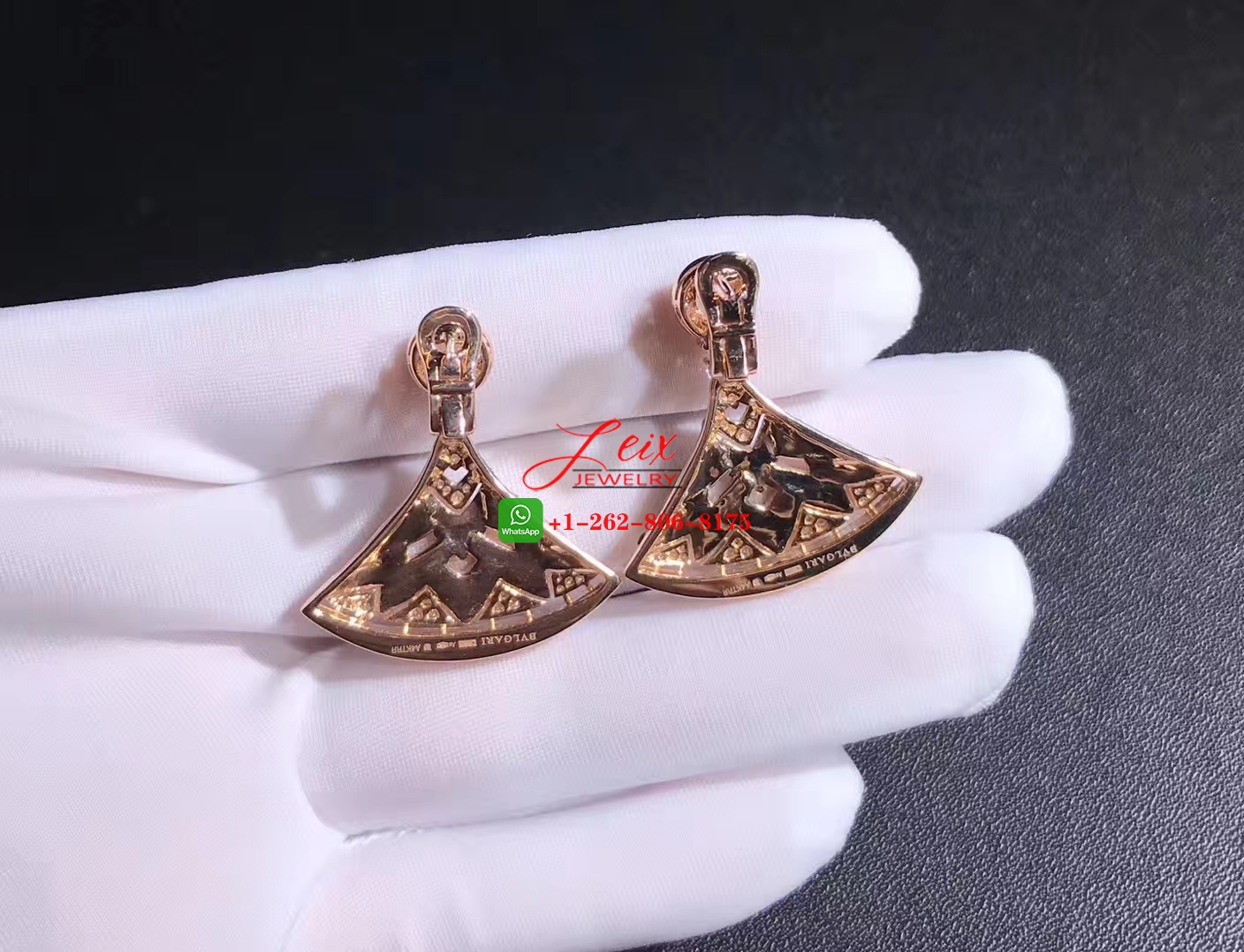 Custom Bulgari Diva's Dream Diamond Mother of Pearl 18k Rose Gold Earrings (3) Custom Bulgari Diva's Dream Diamond Mother of Pearl 18k Rose Gold Earrings