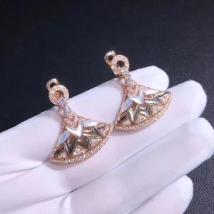 Custom Bulgari Diva's Dream Diamond Mother of Pearl 18k Rose Gold Earrings