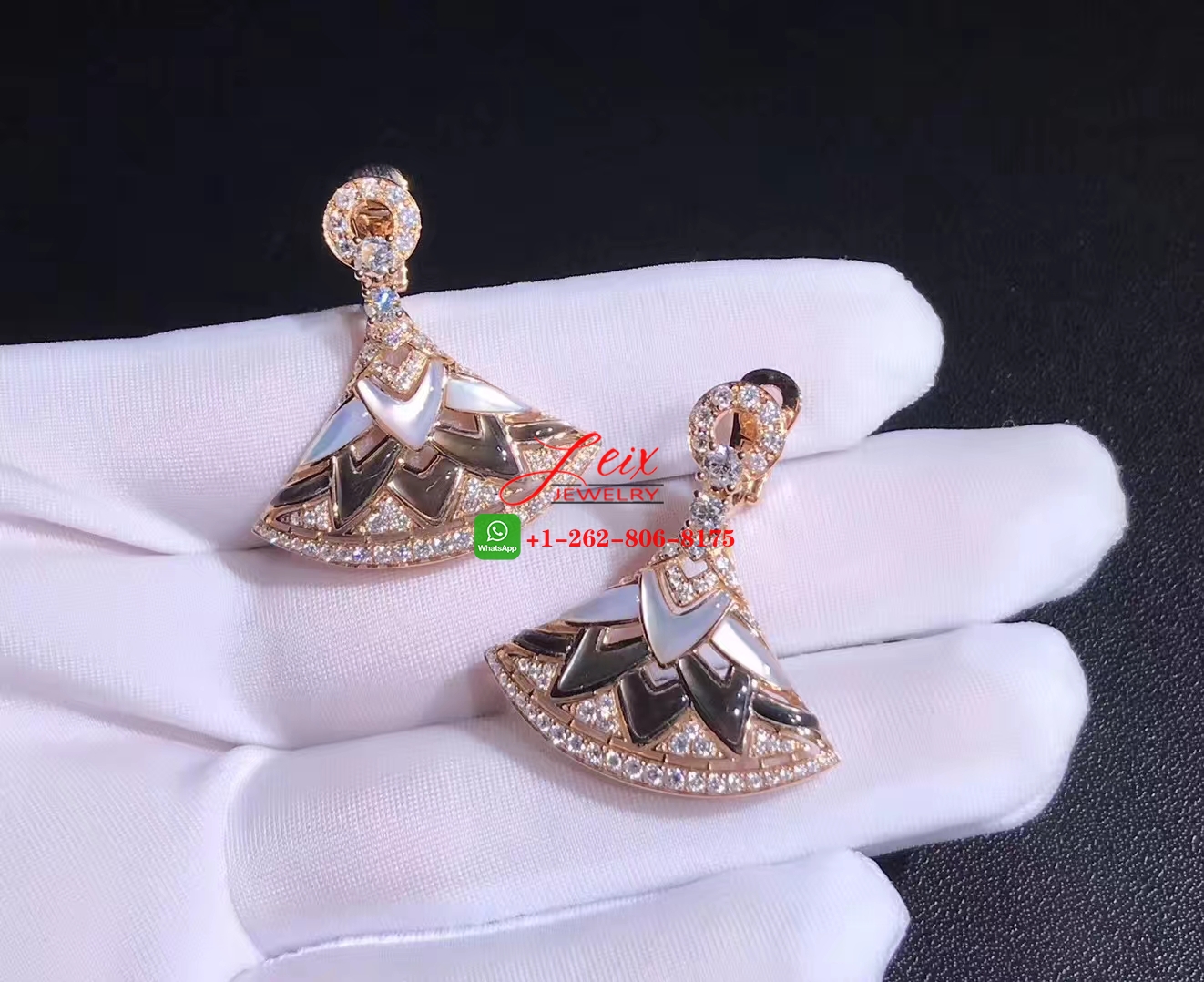 Custom Bulgari Diva's Dream Diamond Mother of Pearl 18k Rose Gold Earrings (5) Custom Bulgari Diva's Dream Diamond Mother of Pearl 18k Rose Gold Earrings