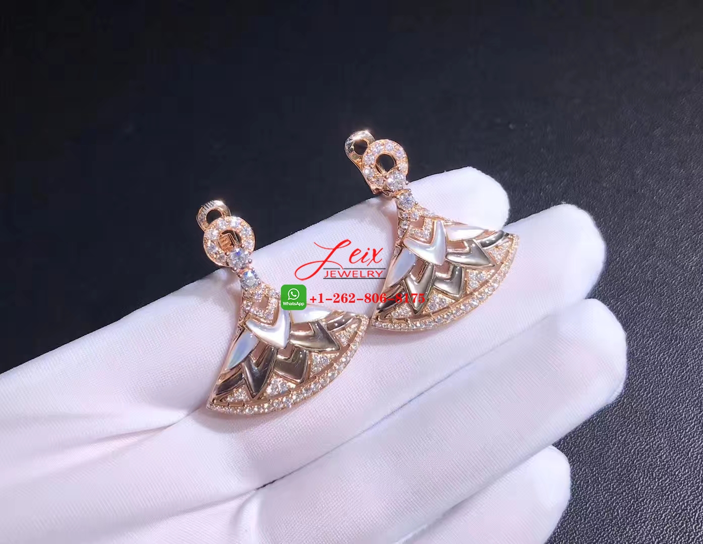 Custom Bulgari Diva's Dream Diamond Mother of Pearl 18k Rose Gold Earrings Custom Bulgari Diva's Dream Diamond Mother of Pearl 18k Rose Gold Earrings