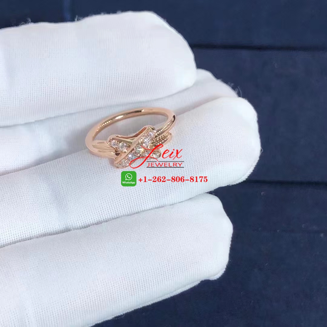 Custom Chaumet Jeux de Liens 18k Rose Gold Diamond Ring (2) Custom Chaumet Jeux de Liens 18k Rose Gold Diamond Ring