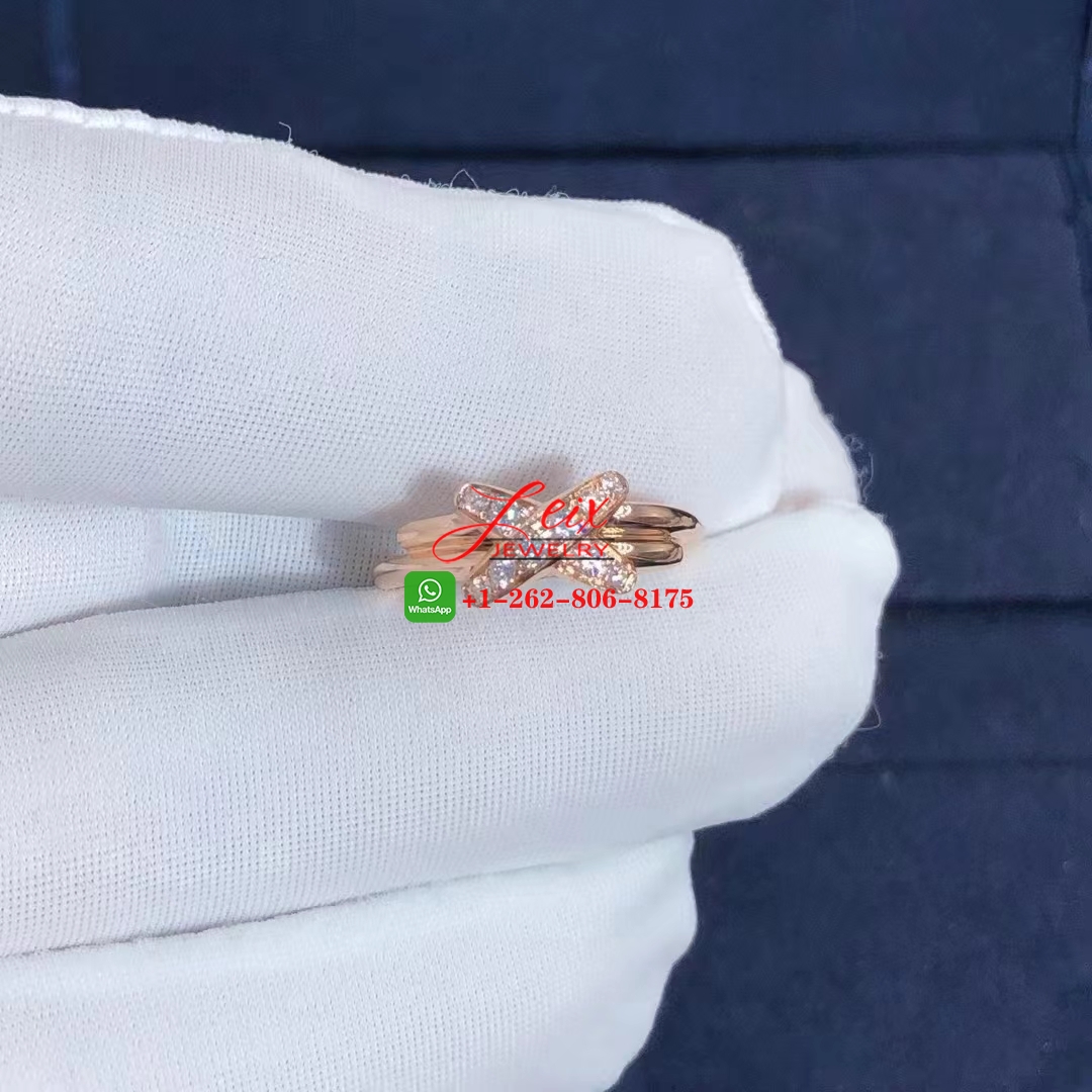 Custom Chaumet Jeux de Liens 18k Rose Gold Diamond Ring Custom Chaumet Jeux de Liens 18k Rose Gold Diamond Ring