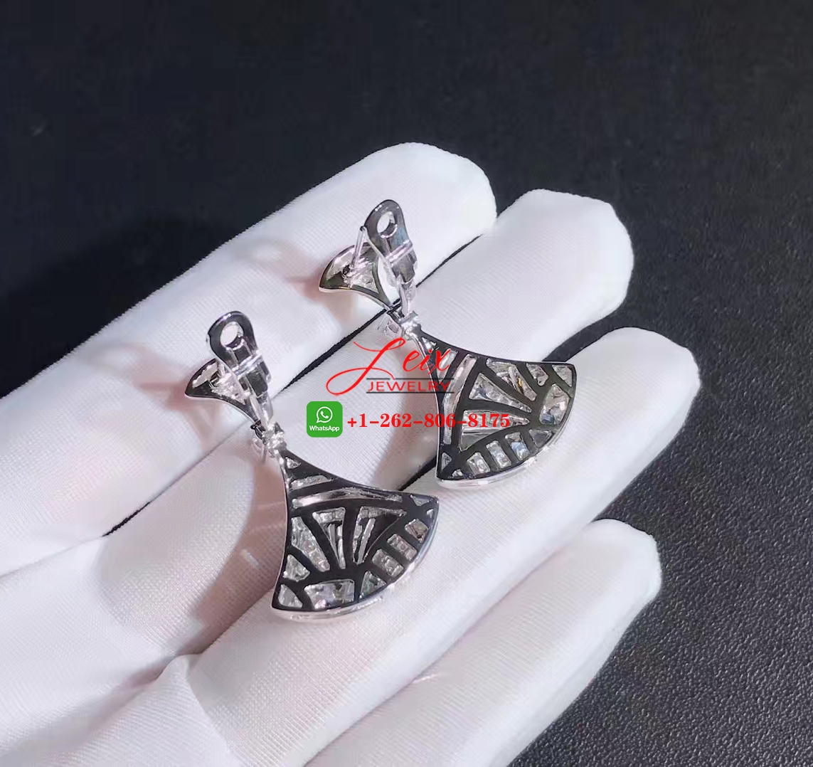 Designer Bvlgari Diva's Dream Diamond 18k White Gold Earrings (2) Designer Bvlgari Diva's Dream Diamond 18k White Gold Earrings
