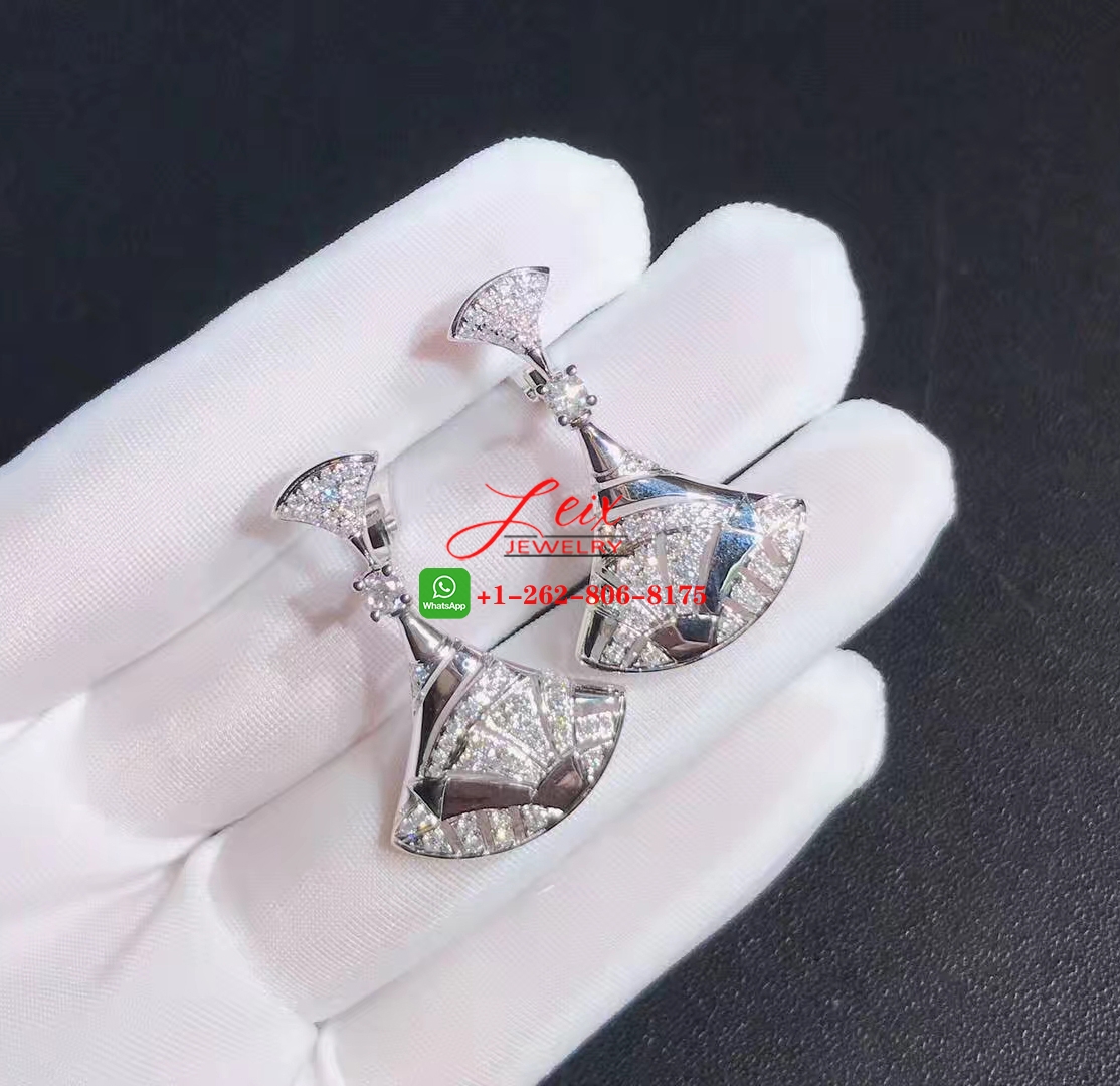 Designer Bvlgari Diva's Dream Diamond 18k White Gold Earrings (3) Designer Bvlgari Diva's Dream Diamond 18k White Gold Earrings