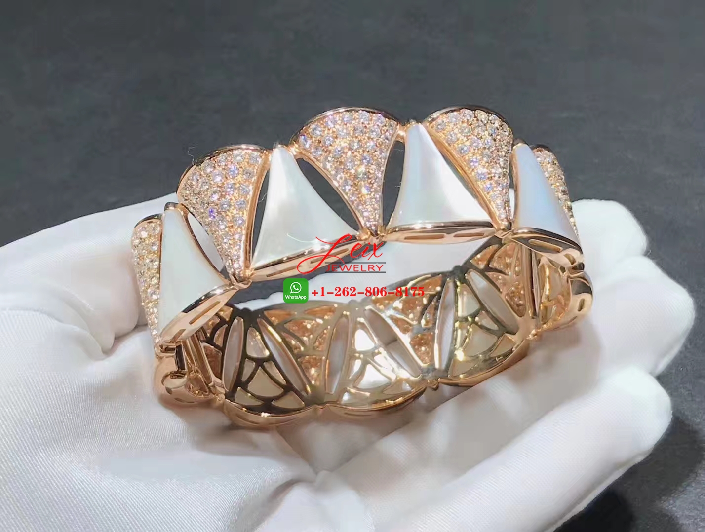 Designer Bvlgari Rose Gold Diamond And Mother-Of-Pearl Divas' Dream Bracelet (3) Designer Bvlgari Rose Gold Diamond And Mother-Of-Pearl Divas' Dream Bracelet