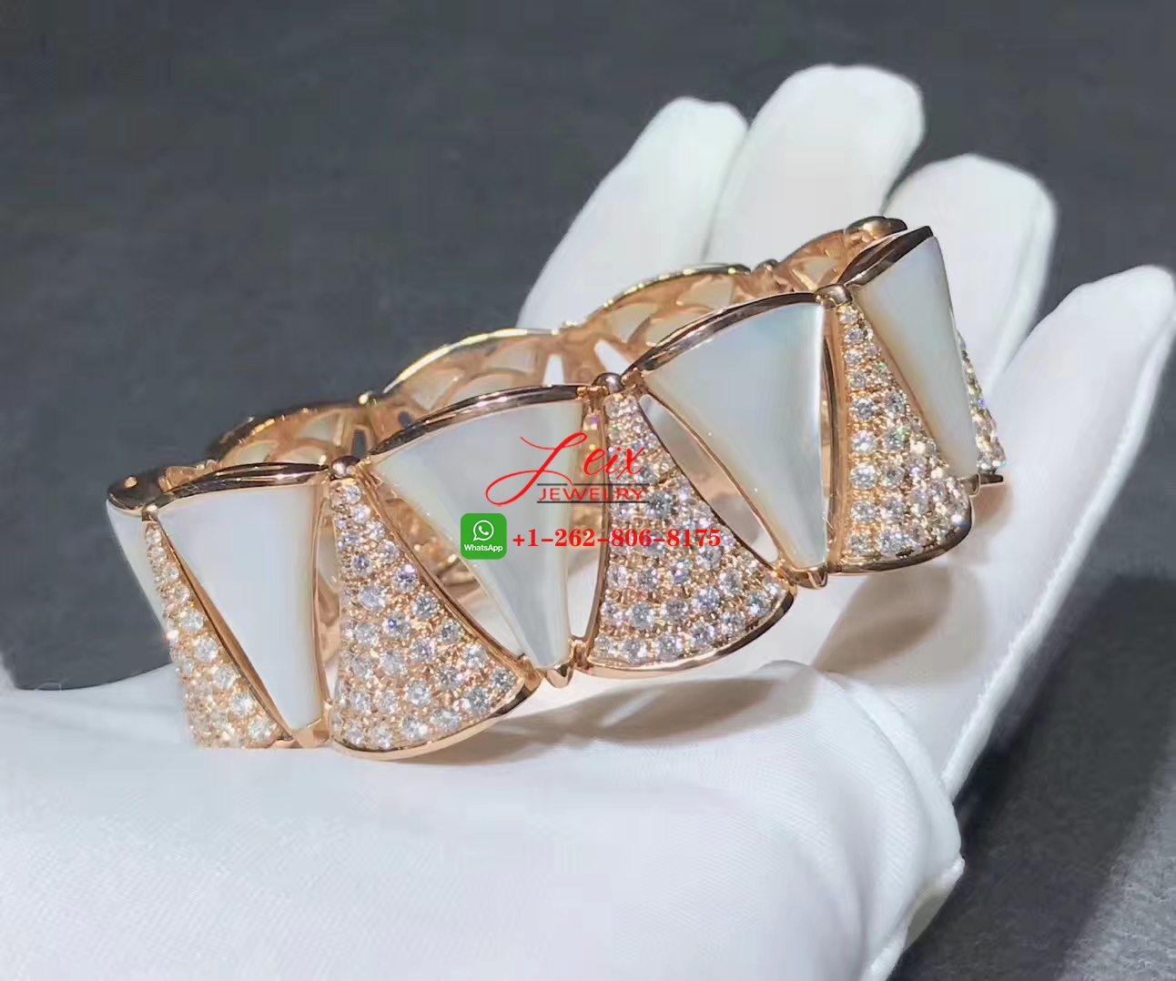 Designer Bvlgari Rose Gold Diamond And Mother-Of-Pearl Divas' Dream Bracelet (4) Designer Bvlgari Rose Gold Diamond And Mother-Of-Pearl Divas' Dream Bracelet