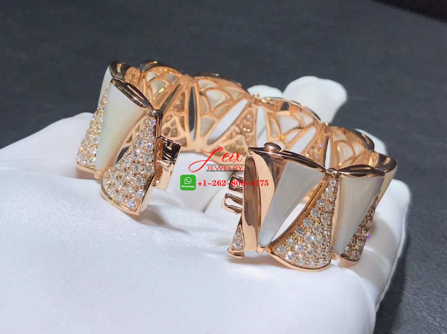 Designer Bvlgari Rose Gold Diamond And Mother-Of-Pearl Divas' Dream Bracelet (5) Designer Bvlgari Rose Gold Diamond And Mother-Of-Pearl Divas' Dream Bracelet