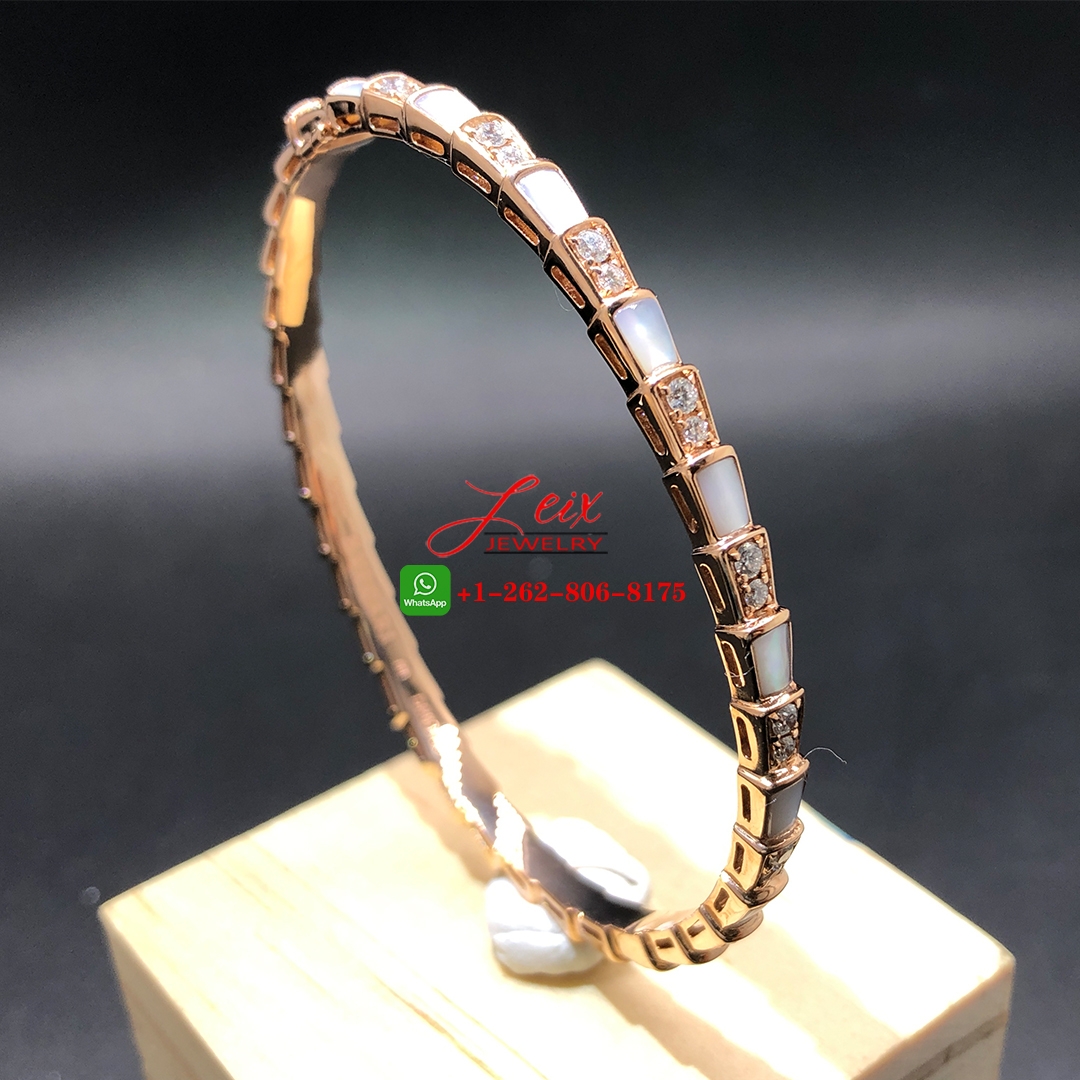 Bulgari Serpenti Viper 18k Rose Gold Mother-of-pearl And Pavé Diamonds Bracelet Bvlgari Serpenti Viper 18k Rose Gold Mother-of-pearl And Pavé Diamonds Bracelet