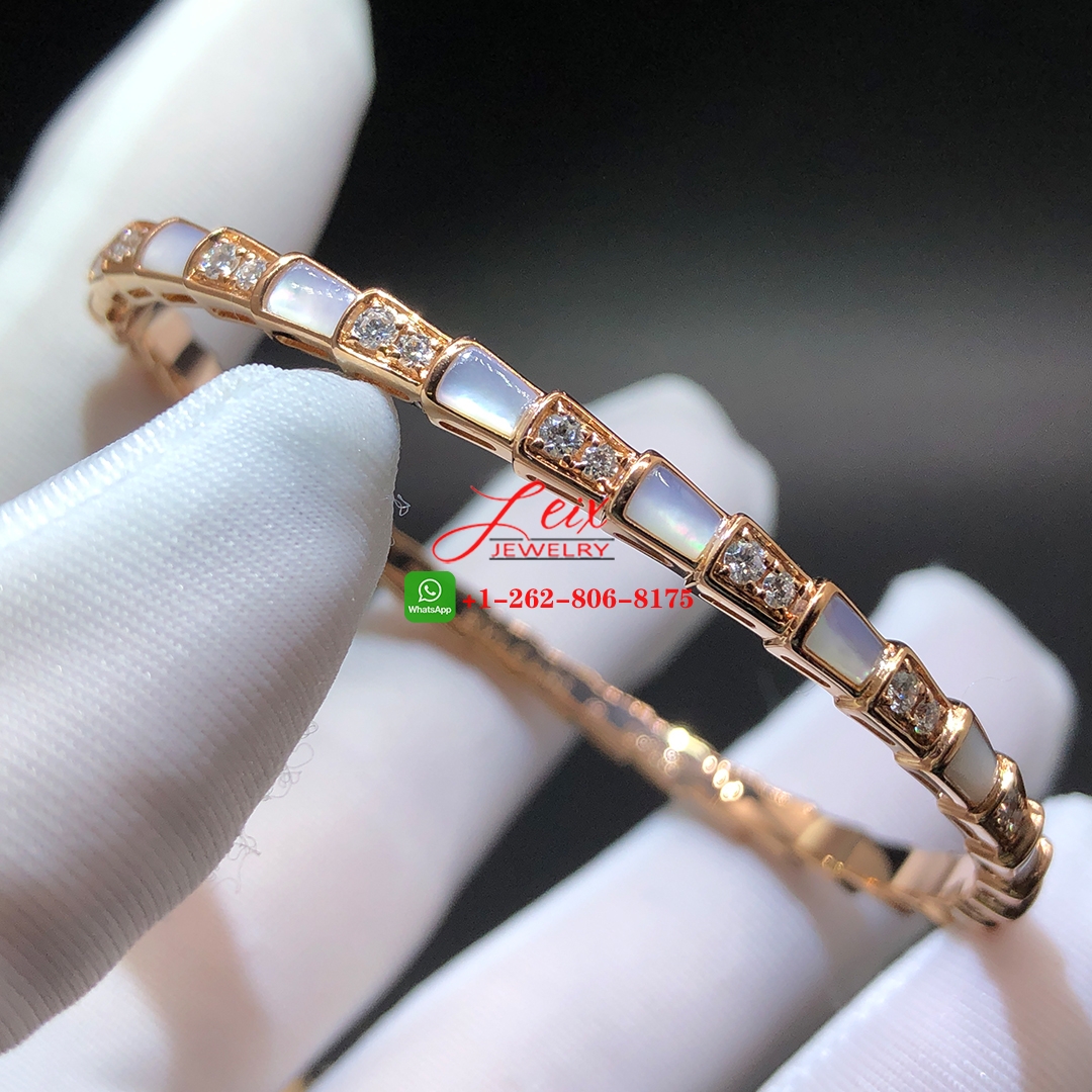 Bvlgari Serpenti Viper 18k Rose Gold Mother-of-pearl And Pavé Diamonds Bracelet Bvlgari Serpenti Viper 18k Rose Gold Mother-of-pearl And Pavé Diamonds Bracelet