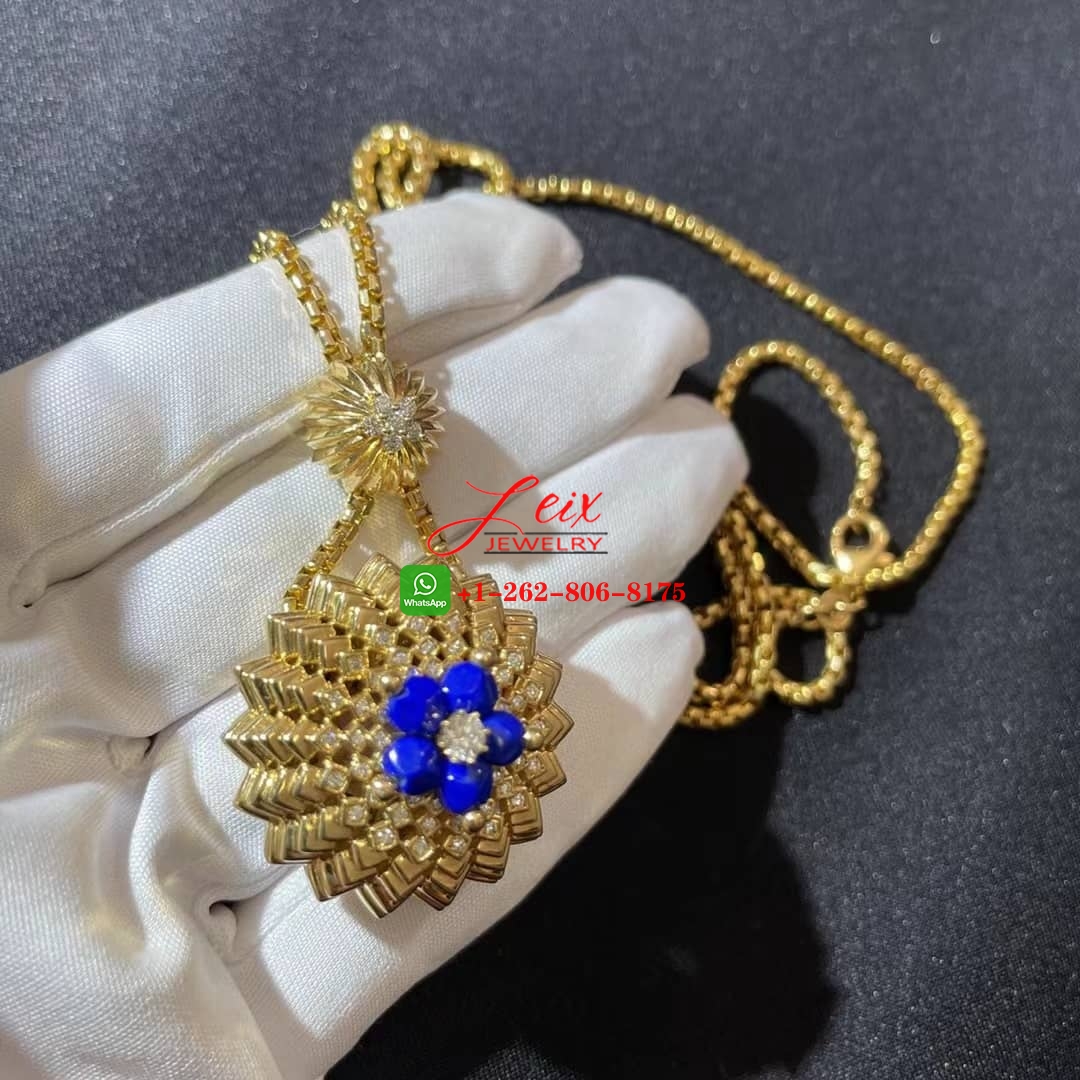 Cactus de Cartier Necklace in 18K Yellow Gold with Lapis Lazuli Diamond Flowers Cactus de Cartier Necklace in 18K Yellow Gold with Lapis Lazuli Diamond Flowers