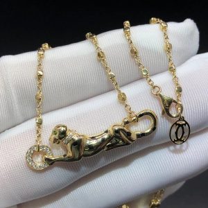 Cartier Panthere de Cartier Diamond Tsavorite 18K Yellow Gold Necklace