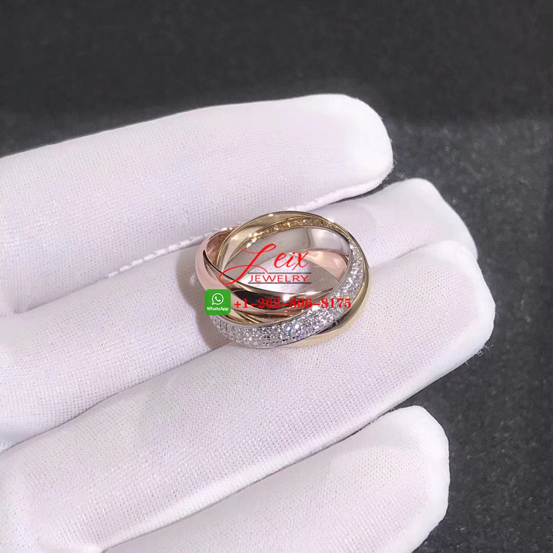 Cartier Trinity De Cartier Diamond & 18k Three Tone Gold Rolling Ring Cartier Trinity De Cartier Diamond & 18k Three Tone Gold Rolling Ring