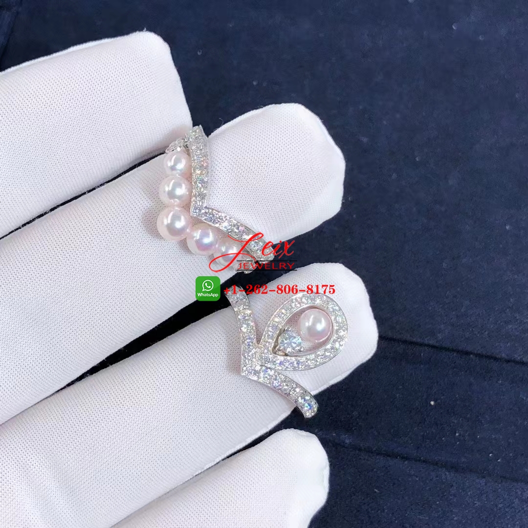 Chaumet Joséphine Aigrette 18k White Gold Pavé Diamond with Akoya Cultured Pearls Ring (8) Chaumet Joséphine Aigrette 18k White Gold Pavé Diamond with Akoya Cultured Pearls Ring