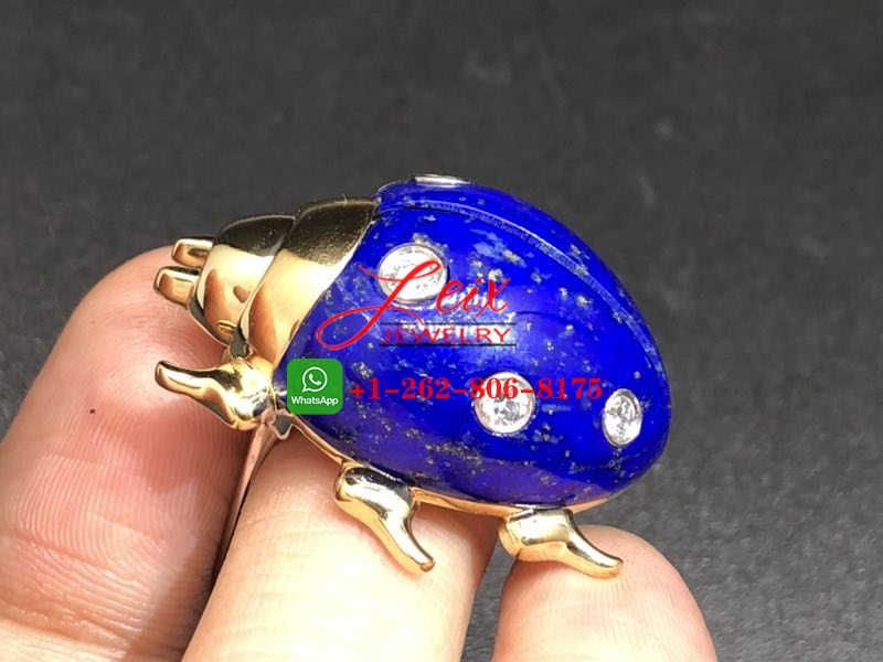 Custom Vintage Cartier 18k Yellow Gold and Platinum Lapis Lazuli Diamonds Ladybug Brooch Clip (3) Custom Vintage Cartier 18k Yellow Gold and Platinum Lapis Lazuli Diamonds Ladybug Brooch Clip